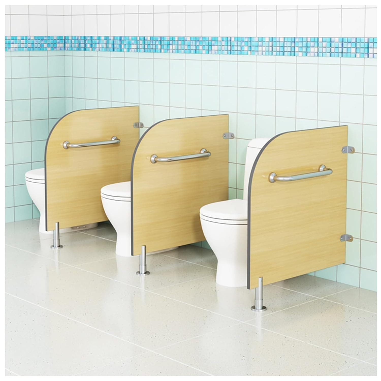 Kids' Toilet Urinal with Grab Bar & Wall Brackets Support Legs - Restroom Partit Wall Divider for School Kindergarten & Playground (Size: 45x80cm)