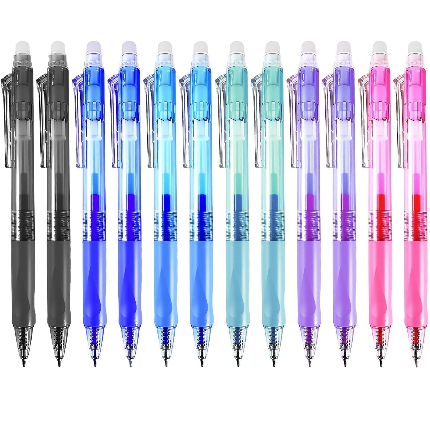 X spring Erasable Colored Gel Pens, 12 PCS 0.5mm Ret retractable Fine Point Set, Vivid Colors, for Journaling, Office, School, Smooth Writing, Gifts for Women, Men, Kids