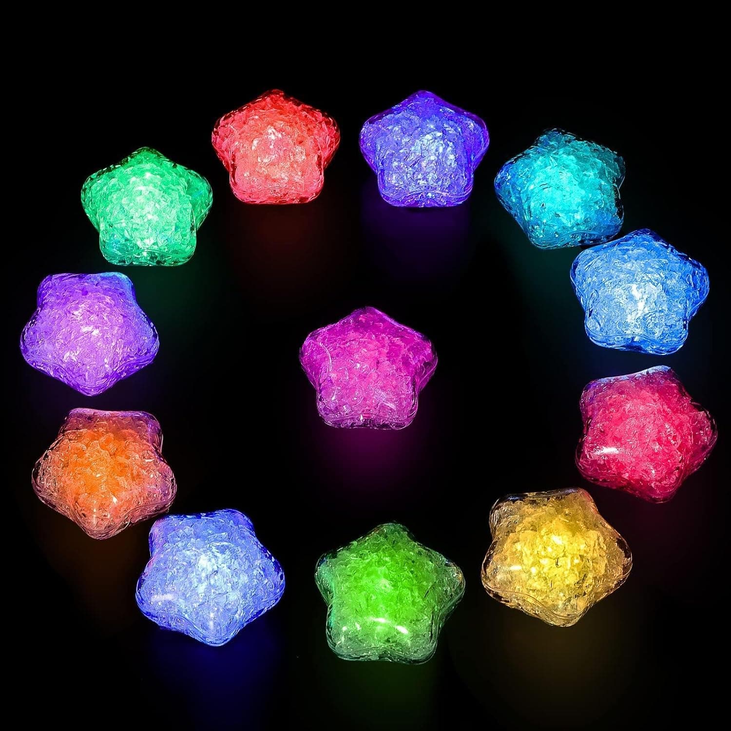 Joyzzz Baby Bath Toys, 12 PCS Twinkle Light Up Stars, Water Activated, Educational Sensory Toddler Toys for Bath Time Fun, Safe Non Toxic, Auto Glow Technology, Up to 20 Hours Glow, BPA Free