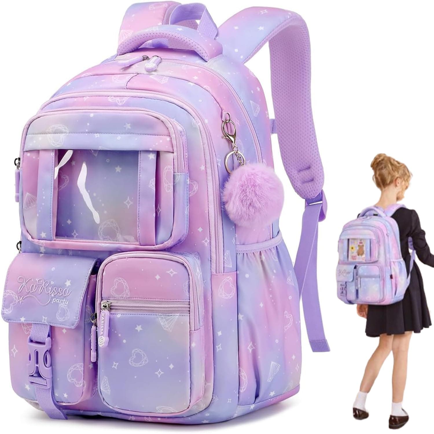Mylindde Bunny Sequin Kids Girls Backpack, Elementary Students Book Bag, Primary School Bag for Teens, Bunny Backpack, for Children Aged 5.6.7.8.9.10 Years