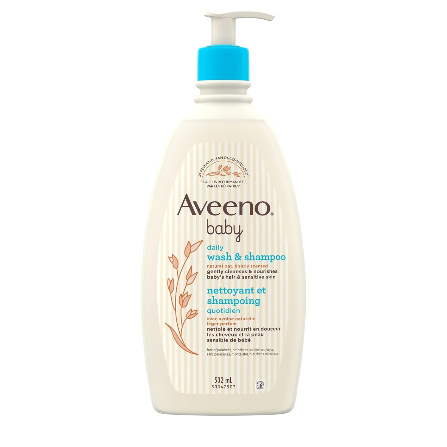 Aveeno Baby Gentle Wash & Shampoo with Natural Oat Extract, Tear-Free &, Lightly Scented, 18 fl. Oz