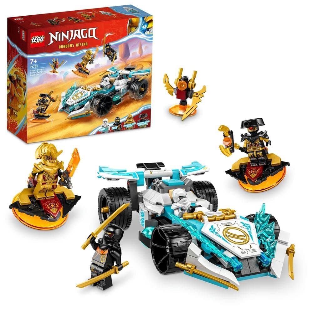 LEGO 71791 NINJAGO Zane's Dragon Power Spinjitzu Racing Car Toy for 7 Plus Year Old Kids, Boys & Girls, Vehicle Construction Set with Spinning Function and 4 Minifigures