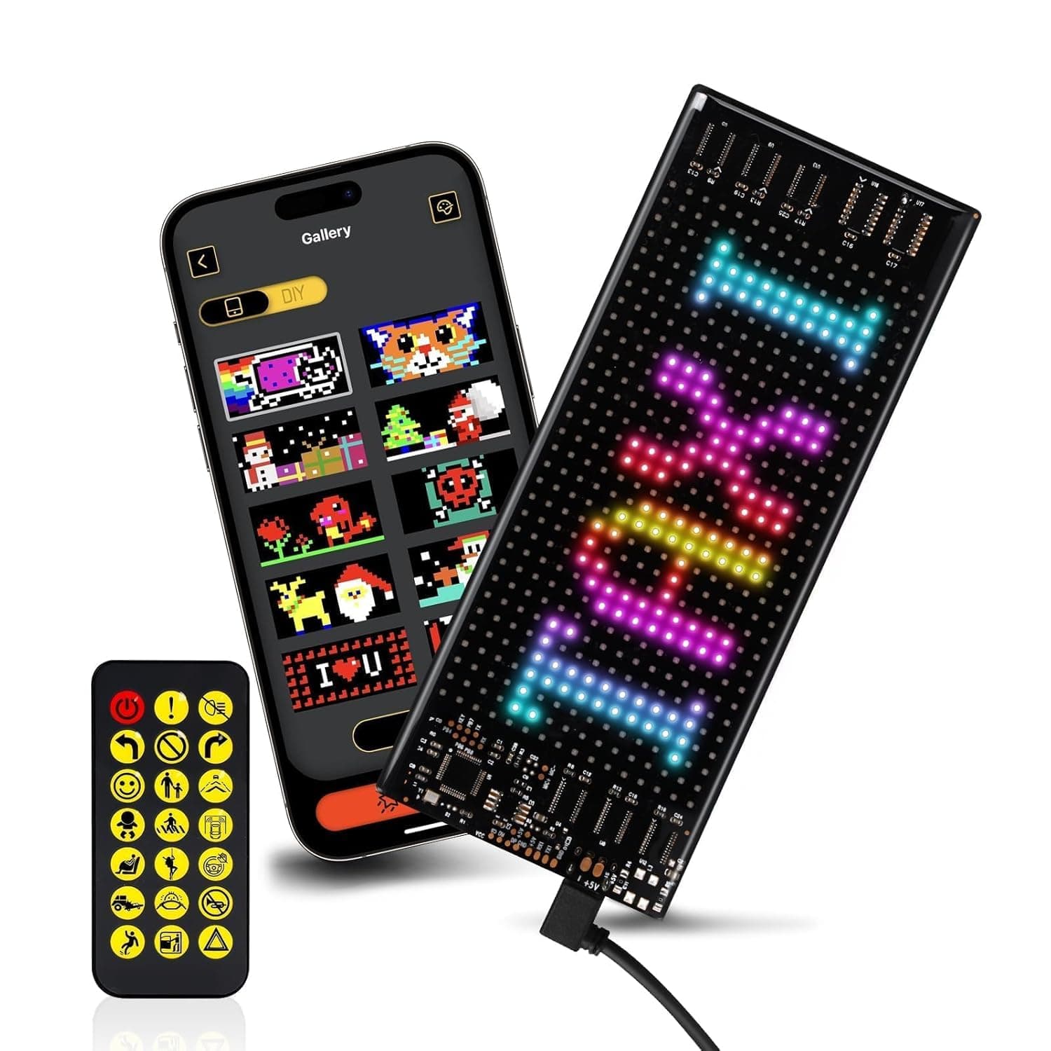 Joyzzz LED Signs for Car, 7''x3'' Flexible LED Matrix Panel with Bluetooth 5.0 Control, Programmable Car Lighting Display for Taxi and Rideshare Vehicles, USB 5V Powered DIY LEDs Canvas Board