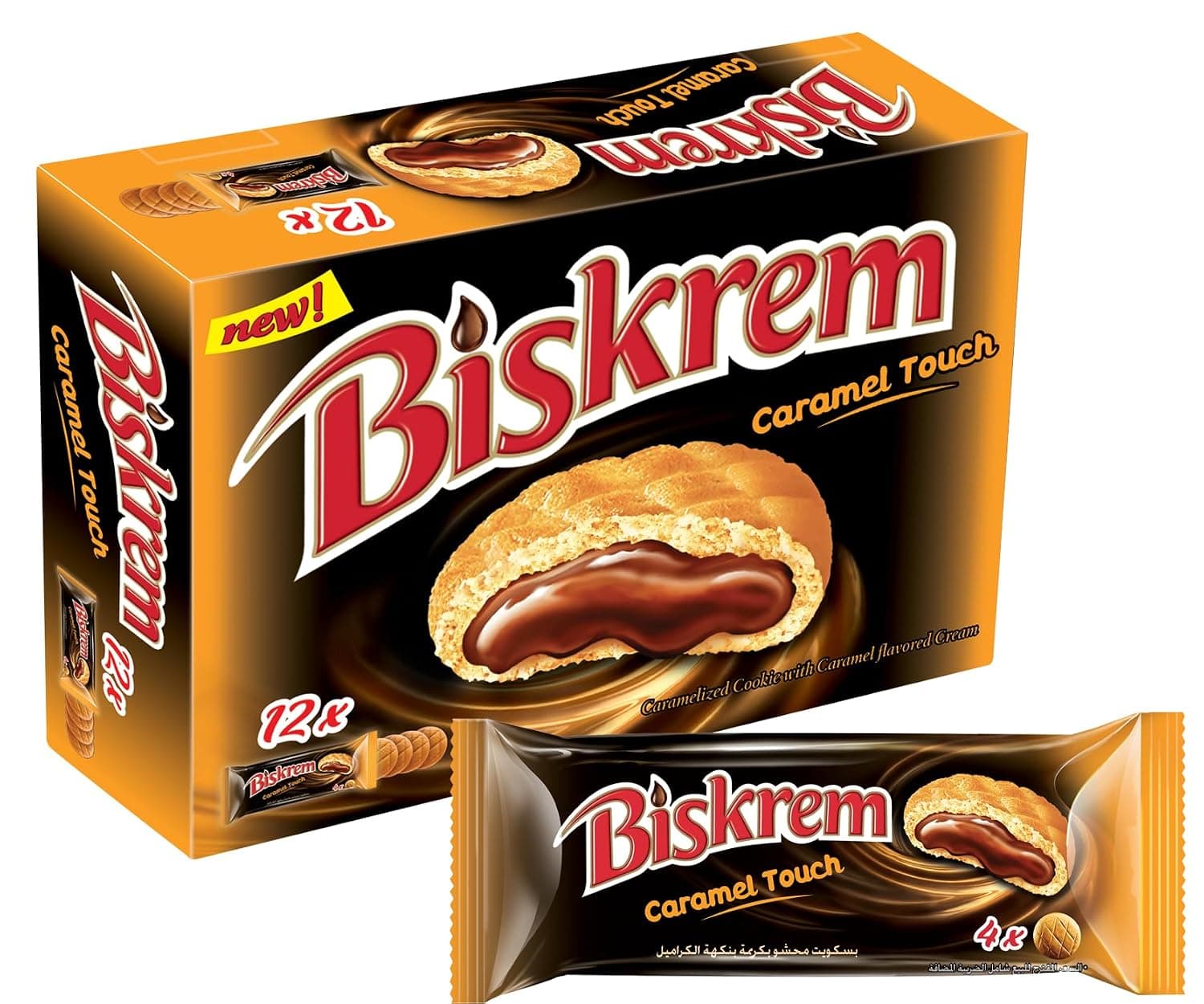 Ulker Biskrem Caramel Cream Filled Cookies, 12 x 36 g