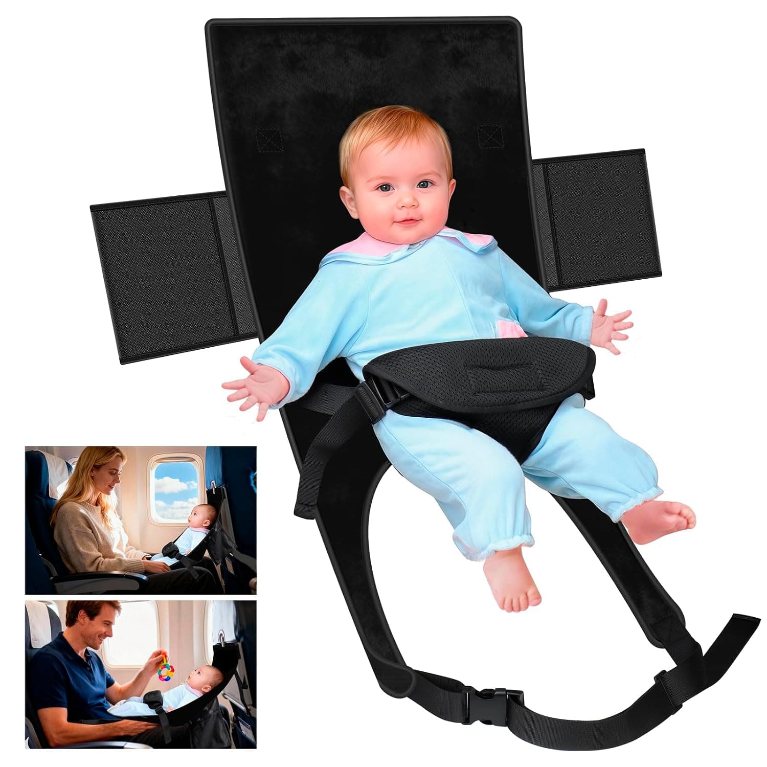 TRELC Portable Toddler Airplane Bed, Airplane Bed for 1-8 Months Old Baby | Baby Travel Bed, Seat Extender Travel Bed for Flight, Baby Travel Essential for Flying