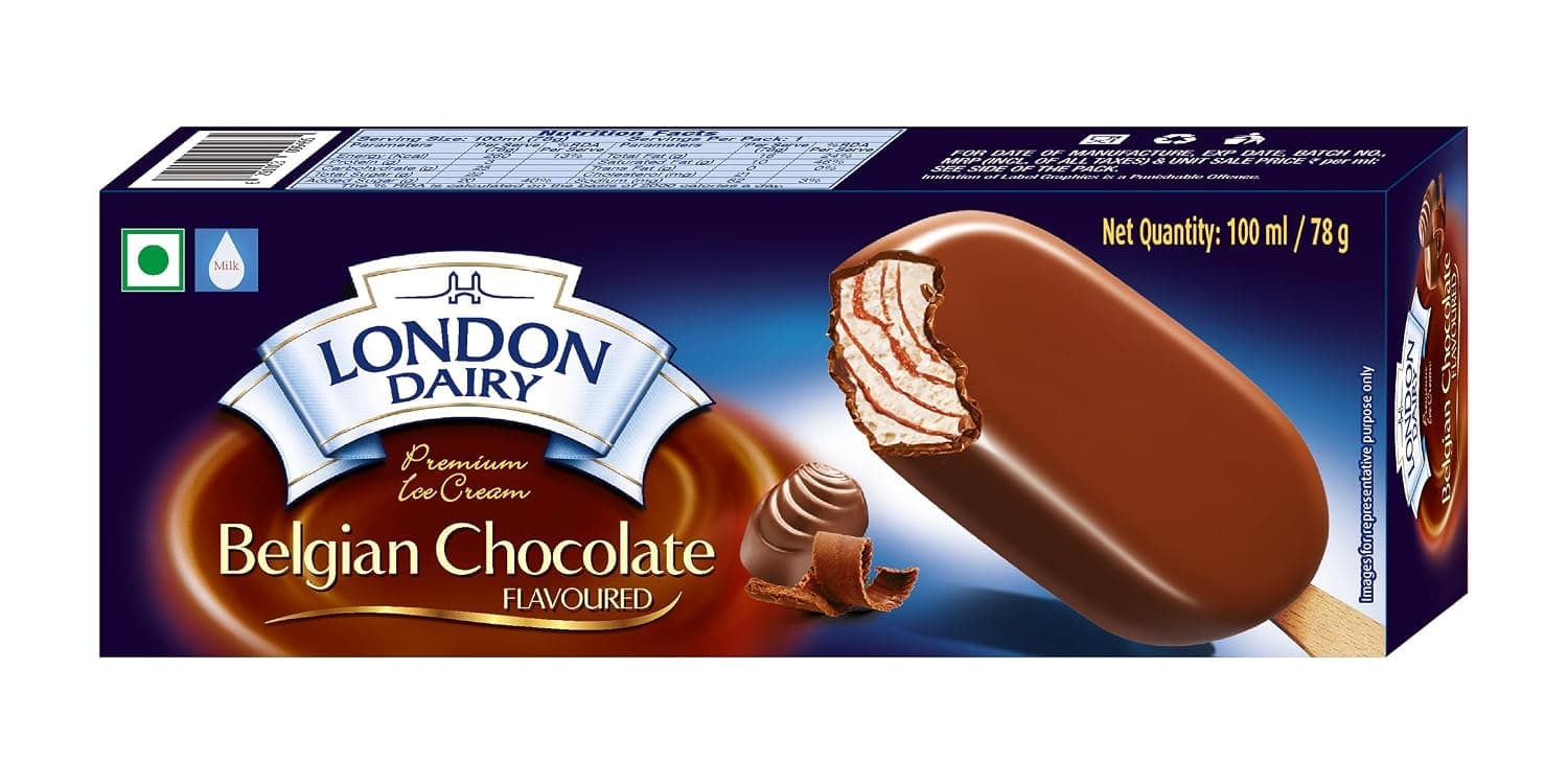 London Dairy Ice Cream Stick Belgian Chocolate 100 ml, UAE
