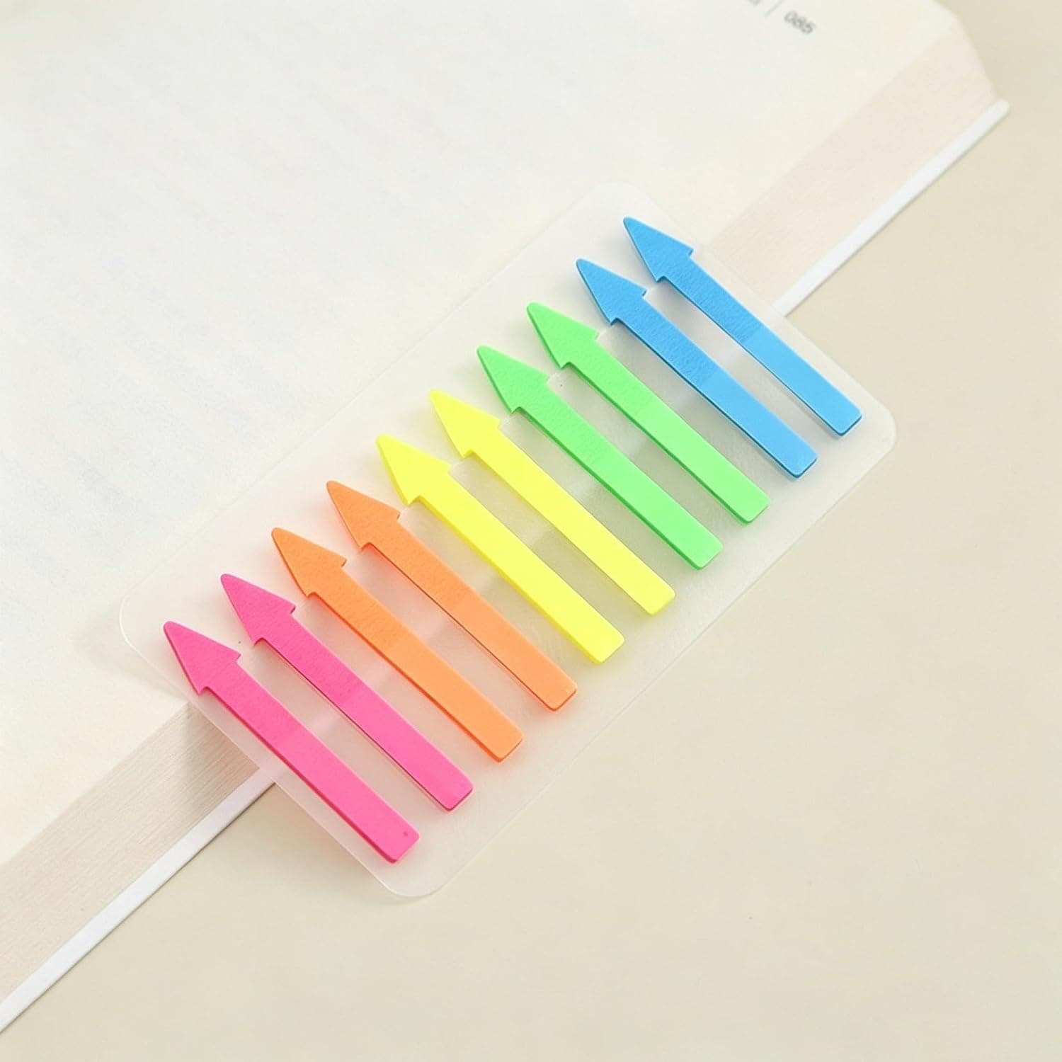 1 Pcs Neon Color Set Arrow Index Tabs, Transparent Sticky Page Markers for Books and Notebooks