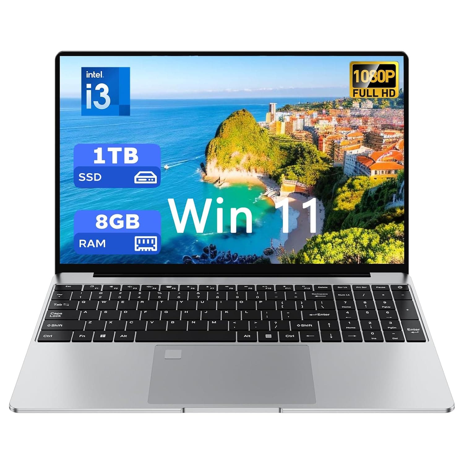 2026 Latest 15.6'' Laptop Computer for Windows 11, Core i3-6006U Laptop, 8GB RAM 1TB SSD, 32GB+1TB Expandable, 1080P FHD IPS Display, Fingerprint, Office, Wi-Fi, BT5.2, Mini-HDMI, USB3.0