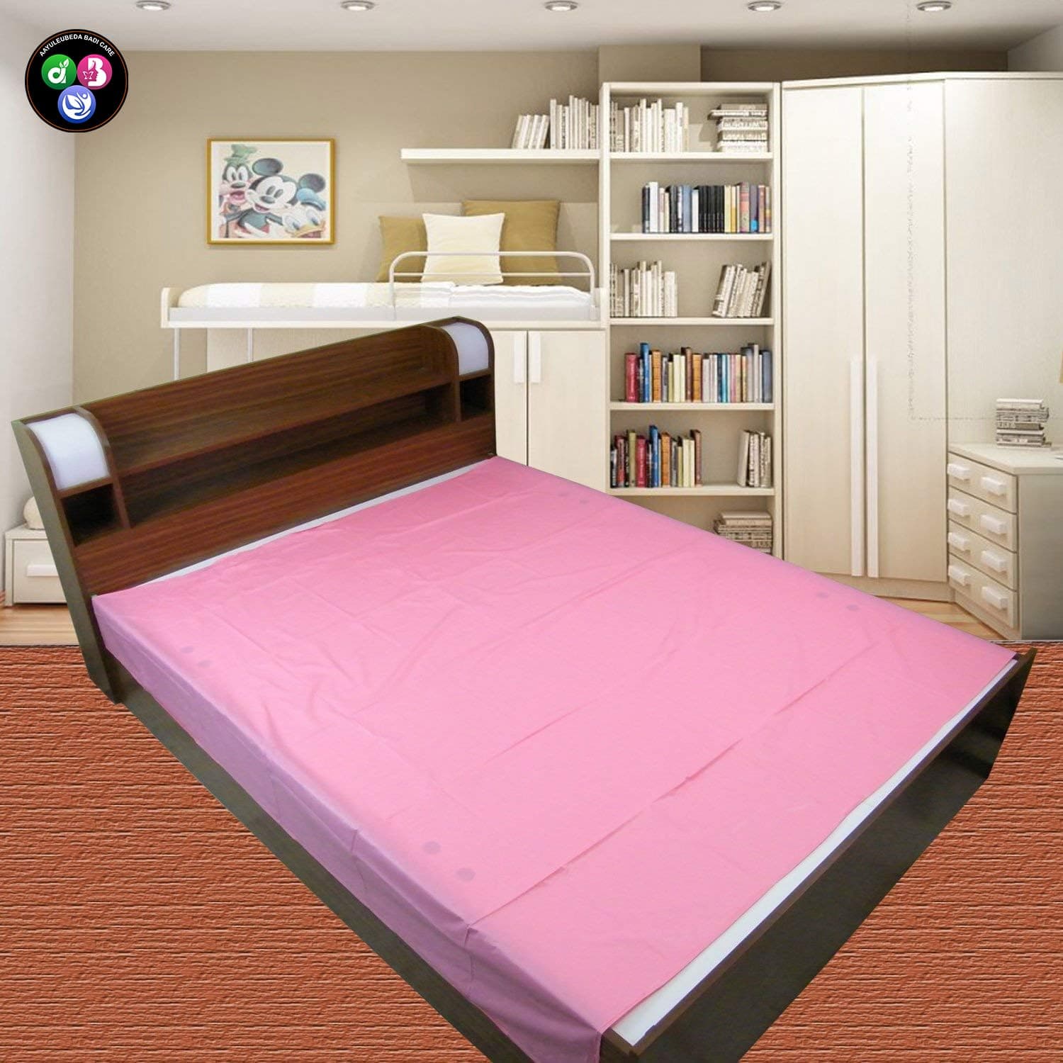 Aayuleubeda Badi Care ABC Waterproof Plastic Mattress Protection Sheet for Baby and Adult - Double Bed/King Size - 7.5 x 6.5 feet - Pink (Pack of 1)