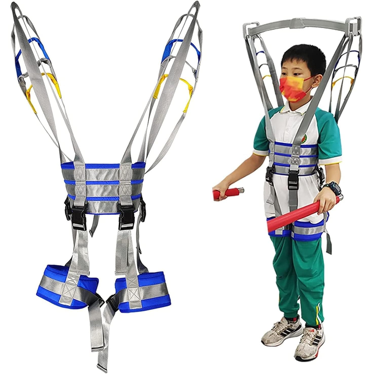 Full Body Patient Lift Sling, Children's Rehabilitation Medical Walking Standing Aids for Leg Thigh Arm Lumbar Relief Trainer Medical Gait Belt Divided Leg Sling for 6-15 Years Old Child