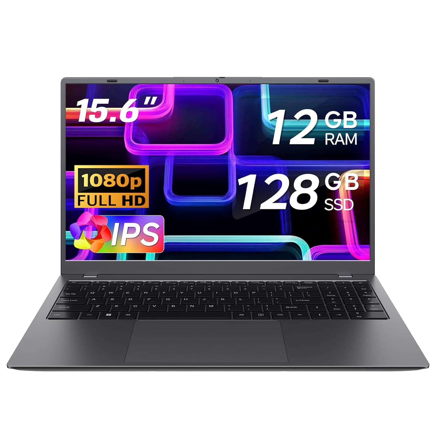 Laptop 15.6 Inch, 12GB RAM Laptops with Pentium Gold 6500Y (Up to 3.4GHz), 128GB SSD, FHD IPS Screen, USB C, USB 3.2, HDMI, WiFi, Lightweight Laptop for Student, Home and Everyday Use