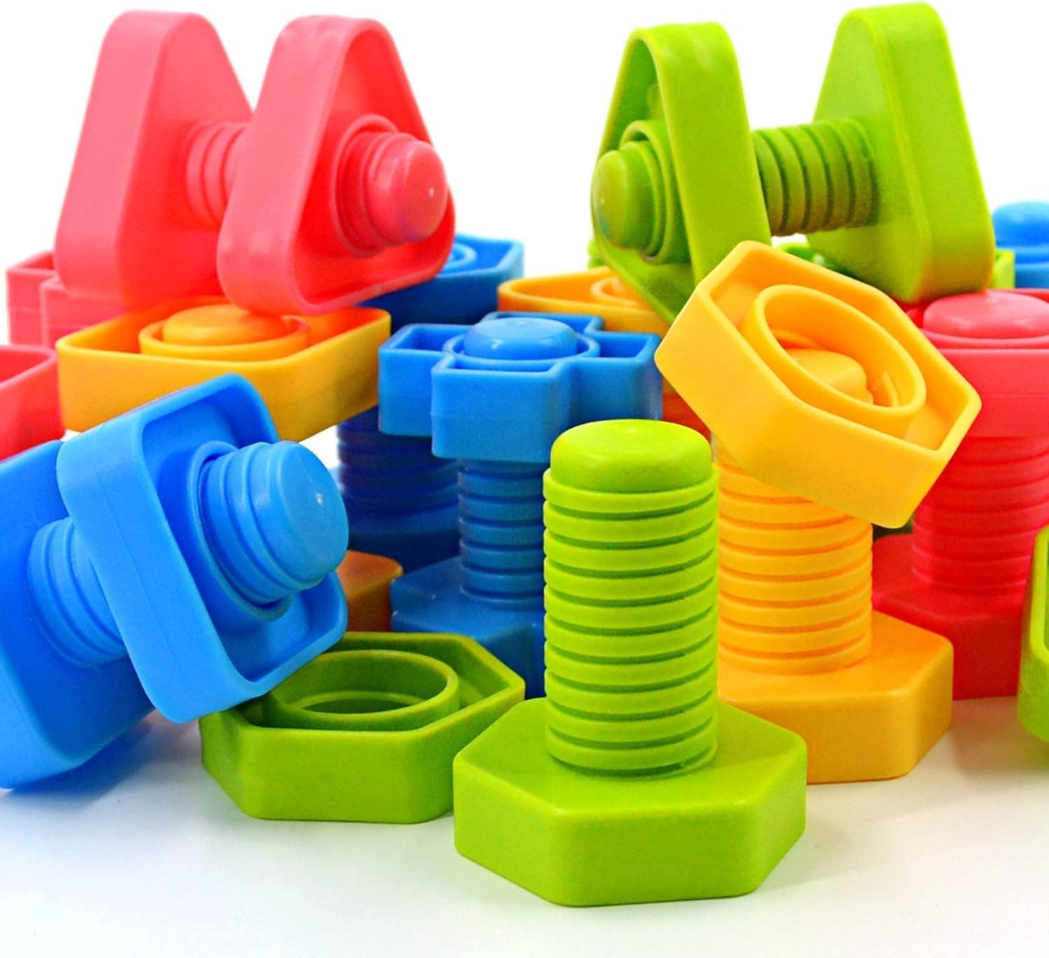 Shapes and Colors Matching Toys ,32 PCS Jumbo Nuts and Bolts Set ,Tools Screw Nut Kids Toy Sorting Building Construction Fine Motor Skills