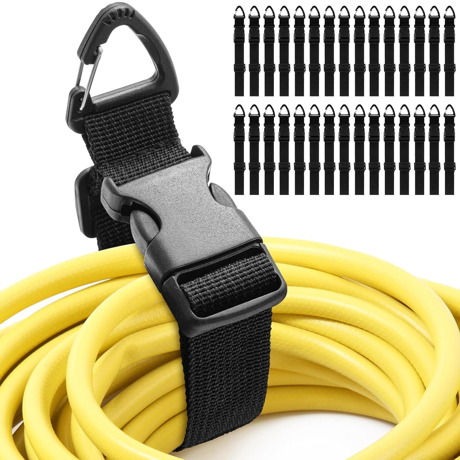 30 Pack Adjustable Extension Cord Holder Straps,Black | 17 In Extension Cord Organizer for Garage Organization, Heavy Duty Triangle Clips, Storage Hanger for Men Workshop Management
