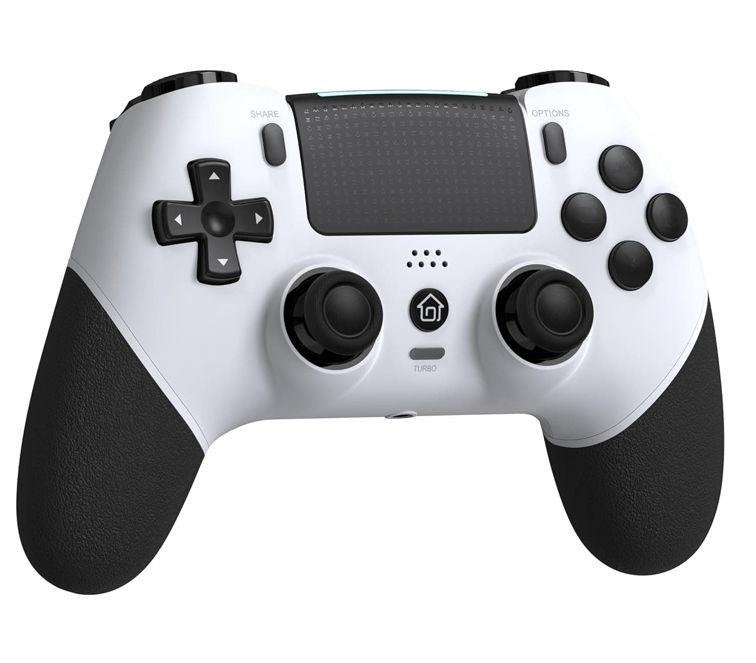 Wireless Controller with Hall Joystick for PS4,Pro,Slim - Wireless Controller with Built-in Speakers/Precise Joysticks/Turbo/Advanced Buttons Programming, and 1000mAh Rechargeable Battery (White