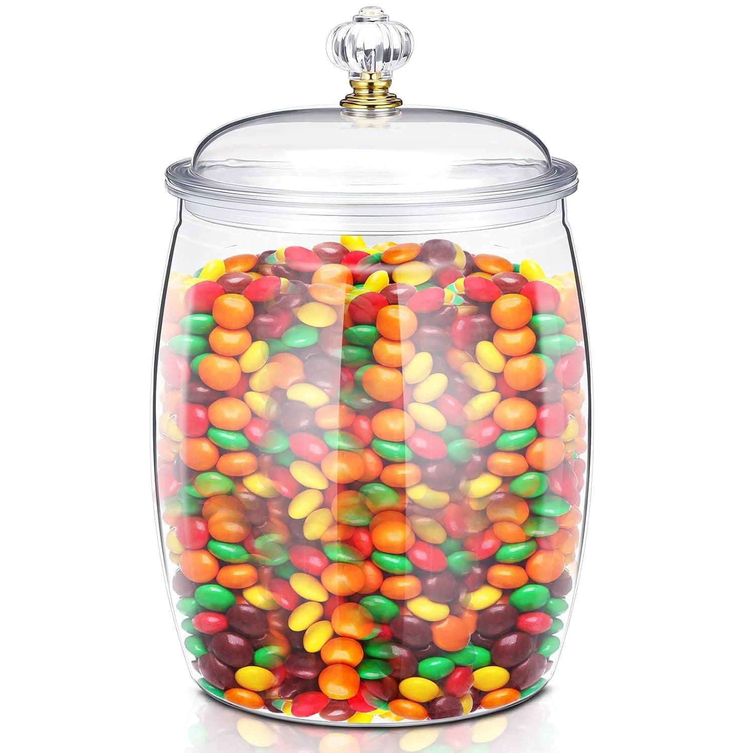 Large Airtight Candy Jar with Lid, Plastic Unbreakable Clear Food Storage Container, Snack Dried Food Organizer, for Kitchen Pantry, Reusable, DIY Gift, 3.8L