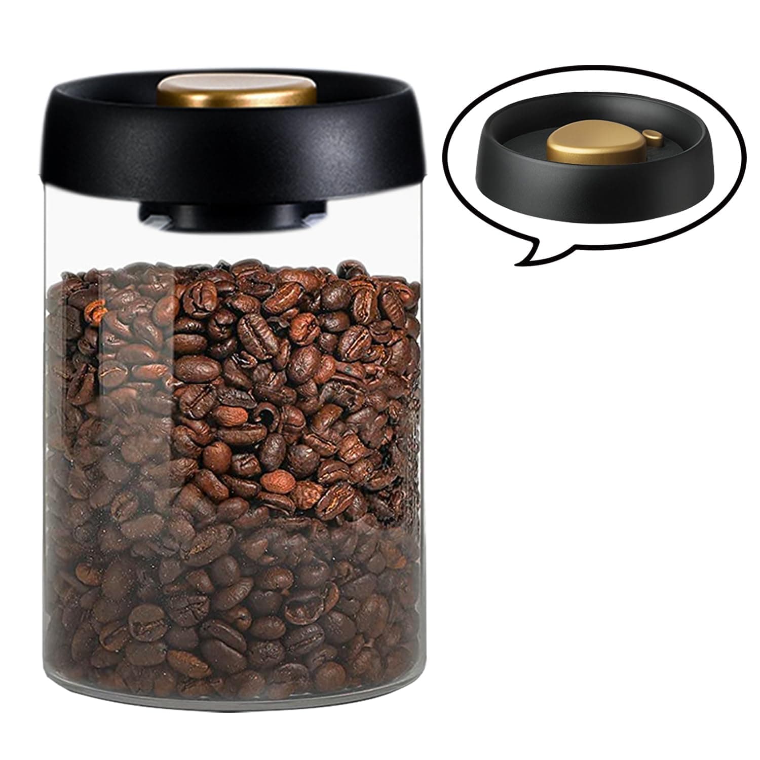 Borosilicate Glass Kitchen Storage Jars, Coffee Canisters with Airtight Lid Seal, Food Storage Containers - Perfect for Coffee Beans, Tea, Sugar, Candy, Spices, Rice (1800ml/60 Ounces) (brown)