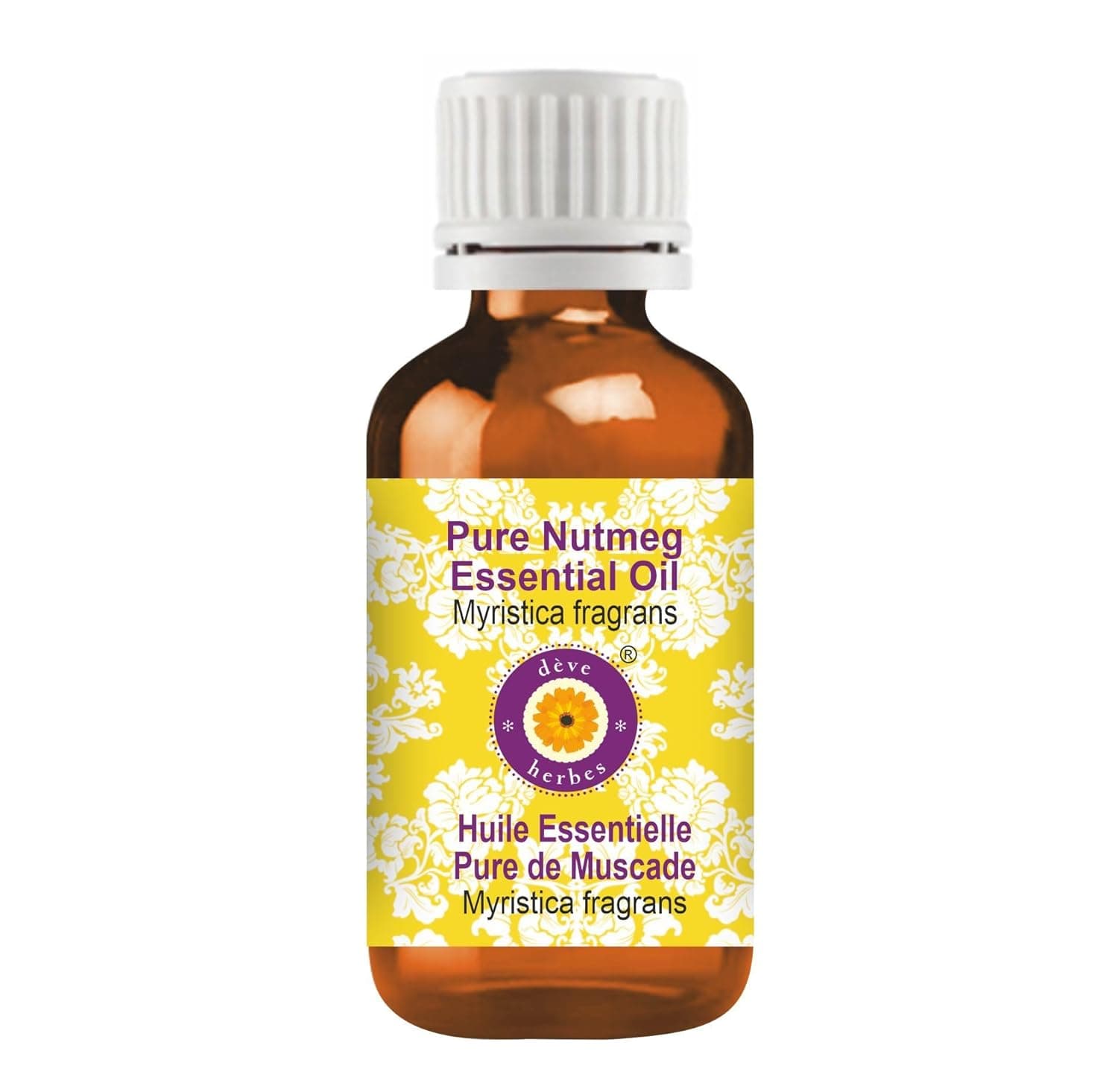 Deve Herbes Pure Nutmeg Essential Oil (Myristica fragrans) | Non-Sticky | Non-greasy | Lightweight | Men & Women | All Skin Types | Steam Distilled 10ml (0.33 oz)
