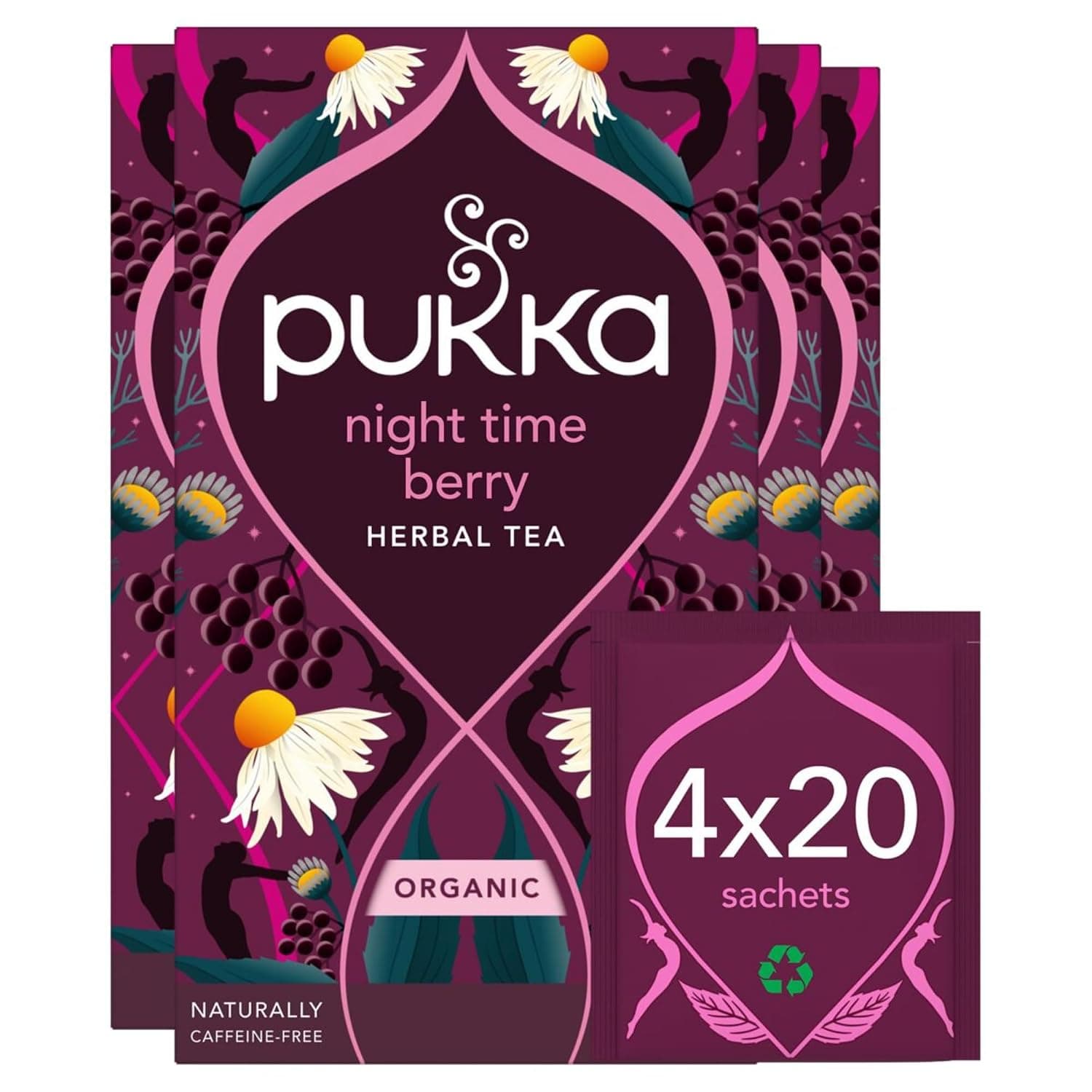 Pukka Herbs | Night Time Berry Organic Herbal Tea Selection | Soothing Infusion With Chamomile, Lavender & Elderberry | Ideal For Bedtime Relaxation | 20 Teabags