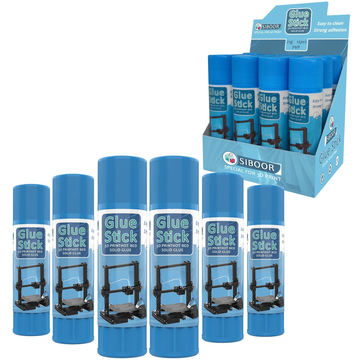 3D Printer Glue Sticks PVP Solid Glue Sticks Washable for Hot Bed Platform Glass Plate Easy Removing 12PCS