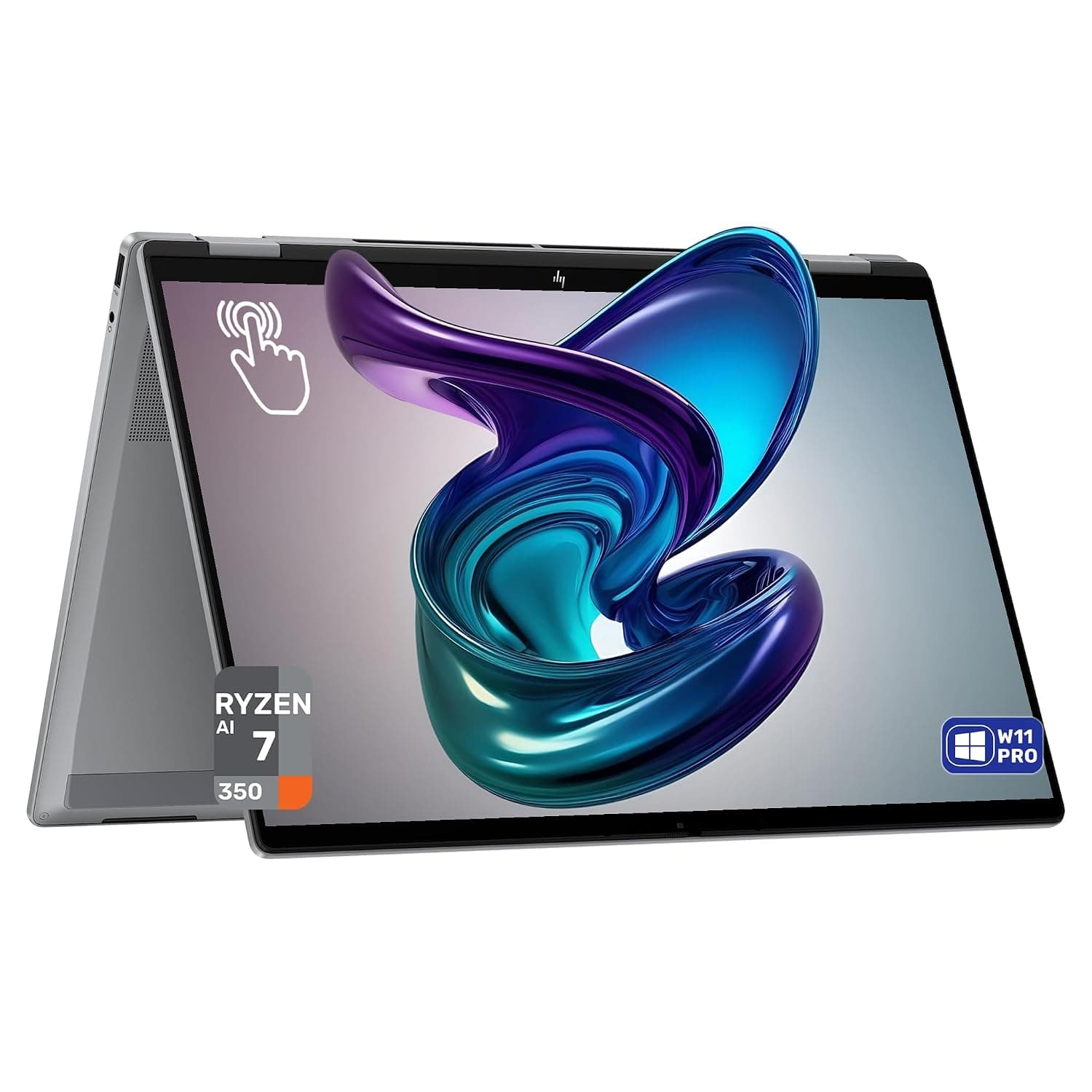 HP OmniBook X Flip 2-in-1 Copilot+ Laptop, AMD Ryzen AI 7-350, 24 GB LPDDR5x RAM, 2 TB PCIe SSD, 16" 2K (1920x1200) Touchscreen, AMD Radeon 860M, Backlit Keyboard, W11 Pro, Meteor Silver