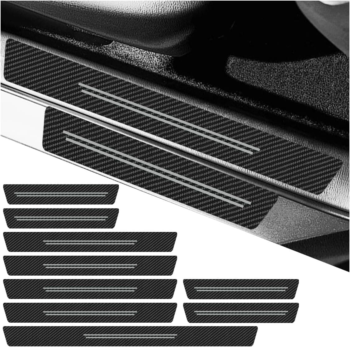 Car Door Sill Protector, Anti-Scratch Door Threshold Strips Stickers for All Vehicles Car Door Edge Guards Door Sill Protector, Universal Automobile Accessories(9PCS)