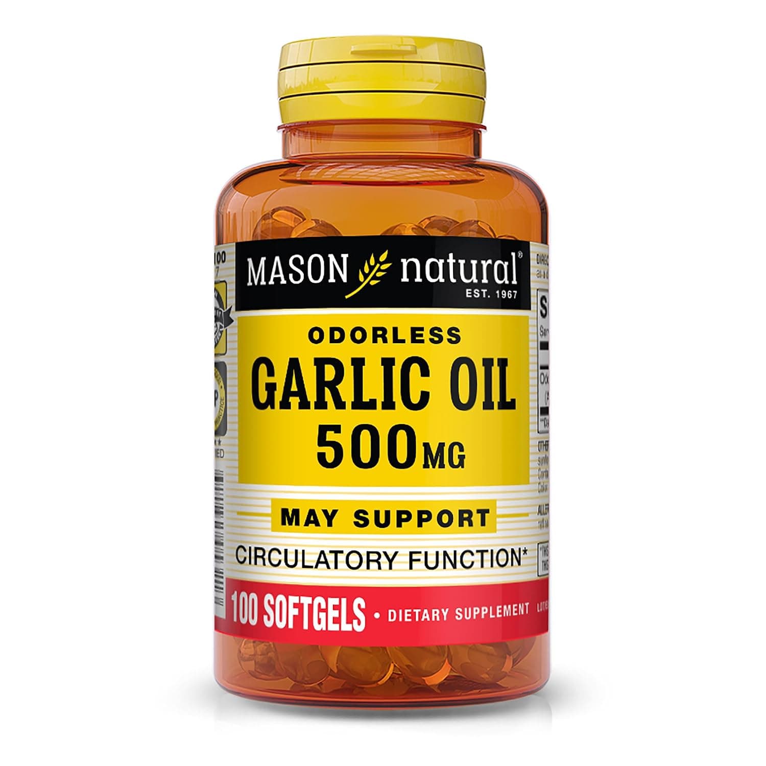 MASON NATURAL, Garlic Oil 500 ODORLESS