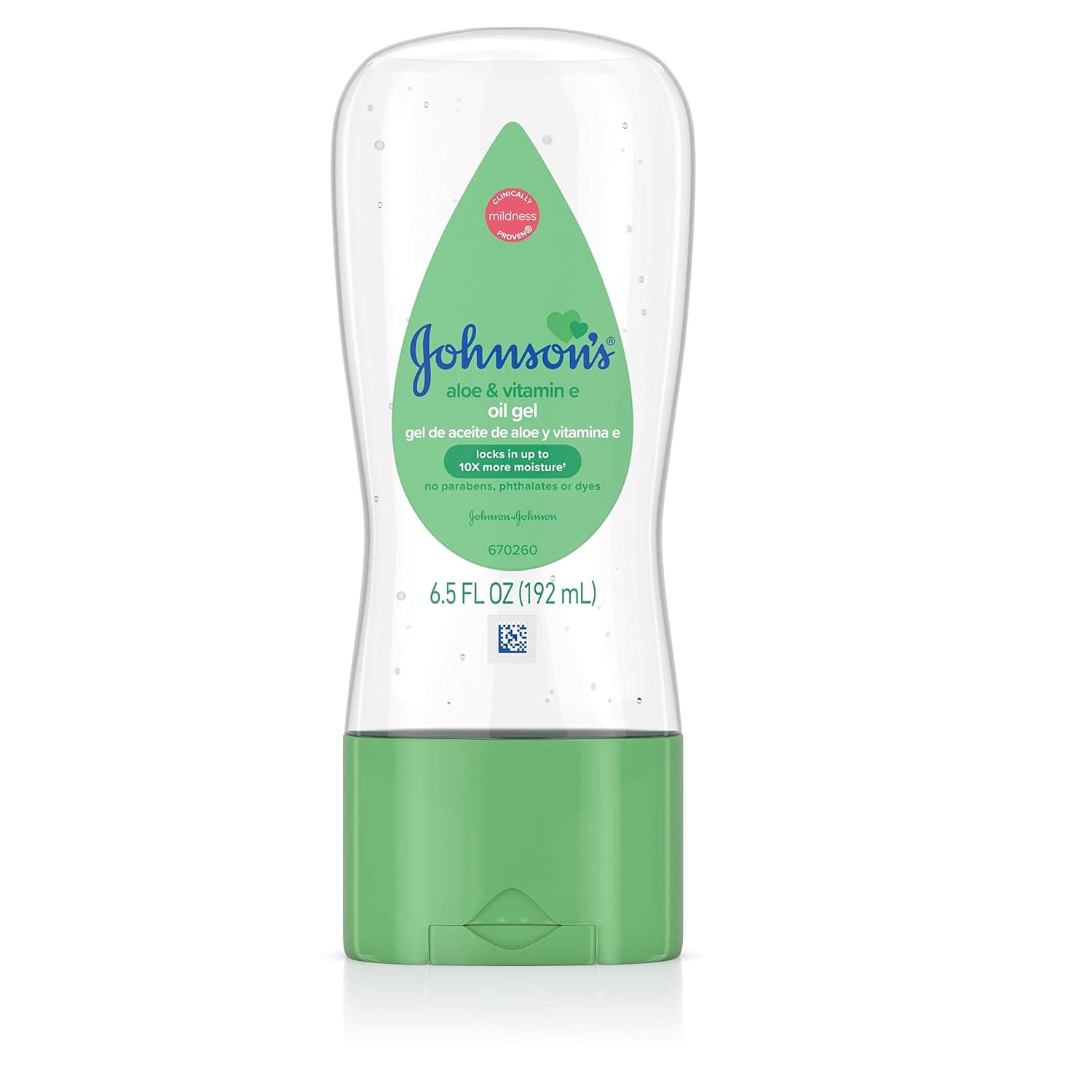 Johnson's Baby Oil Gel With Aloe Vera & Vitamin E, Hypoallergenic and Dermatologist Tested Baby Skin Care, 6.5 fl. oz (Pack of 2)