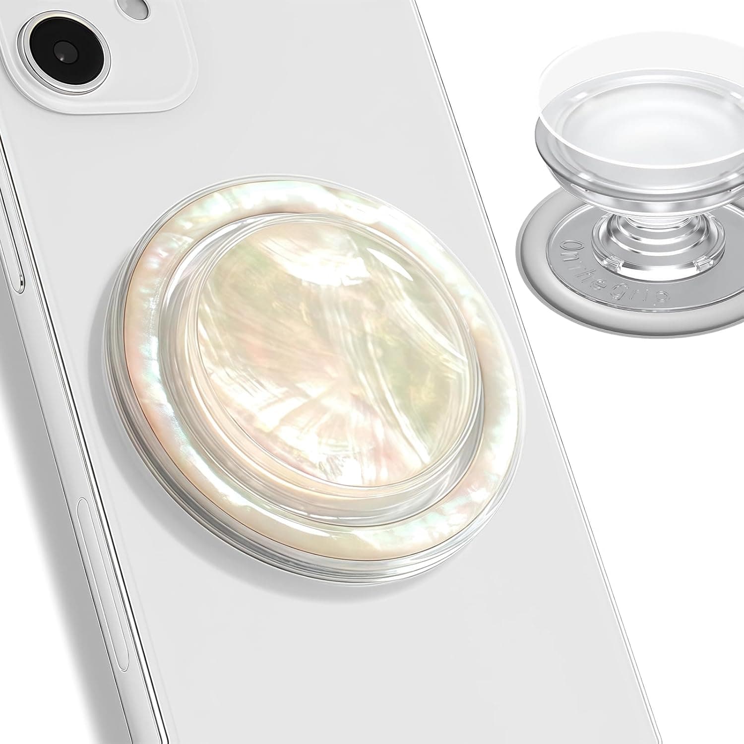 حامل جوال مغناطيسي قابل للطي بتصميم صدف طبيعي لطيف، بتصميم دائري من عرق اللؤلؤ للهواتف الذكية والتابلت (مغناطيسي، كريمي) من ال جي في ان دبليو ايه 【مطور جديد】