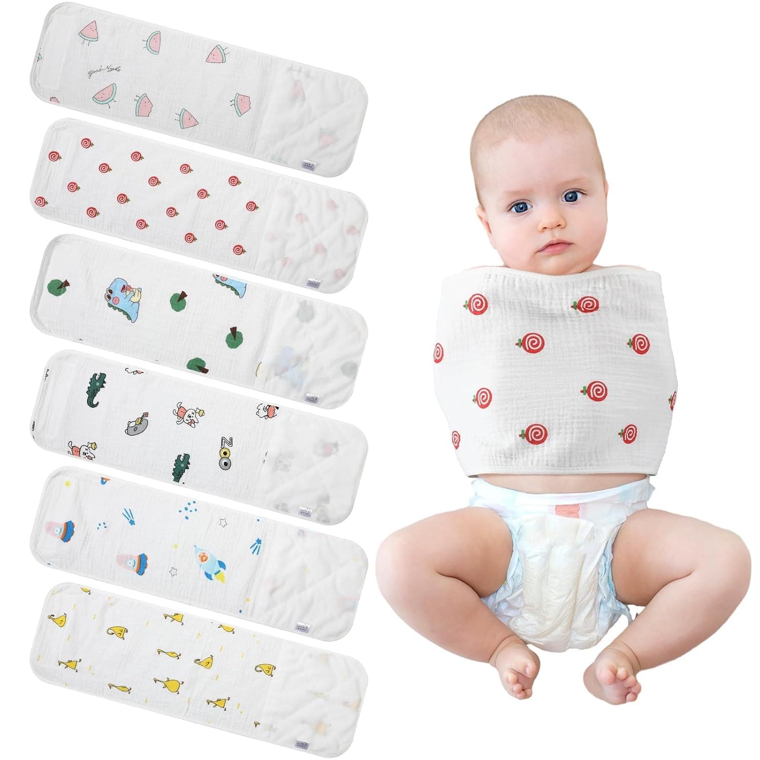 6 Pcs Newborn Snuggle Strap Adjustable Arms Swaddle Band Baby Belly Band Arms Safe Swaddle Sleep Wrap Blanket for Newborn Infant Boy Girls