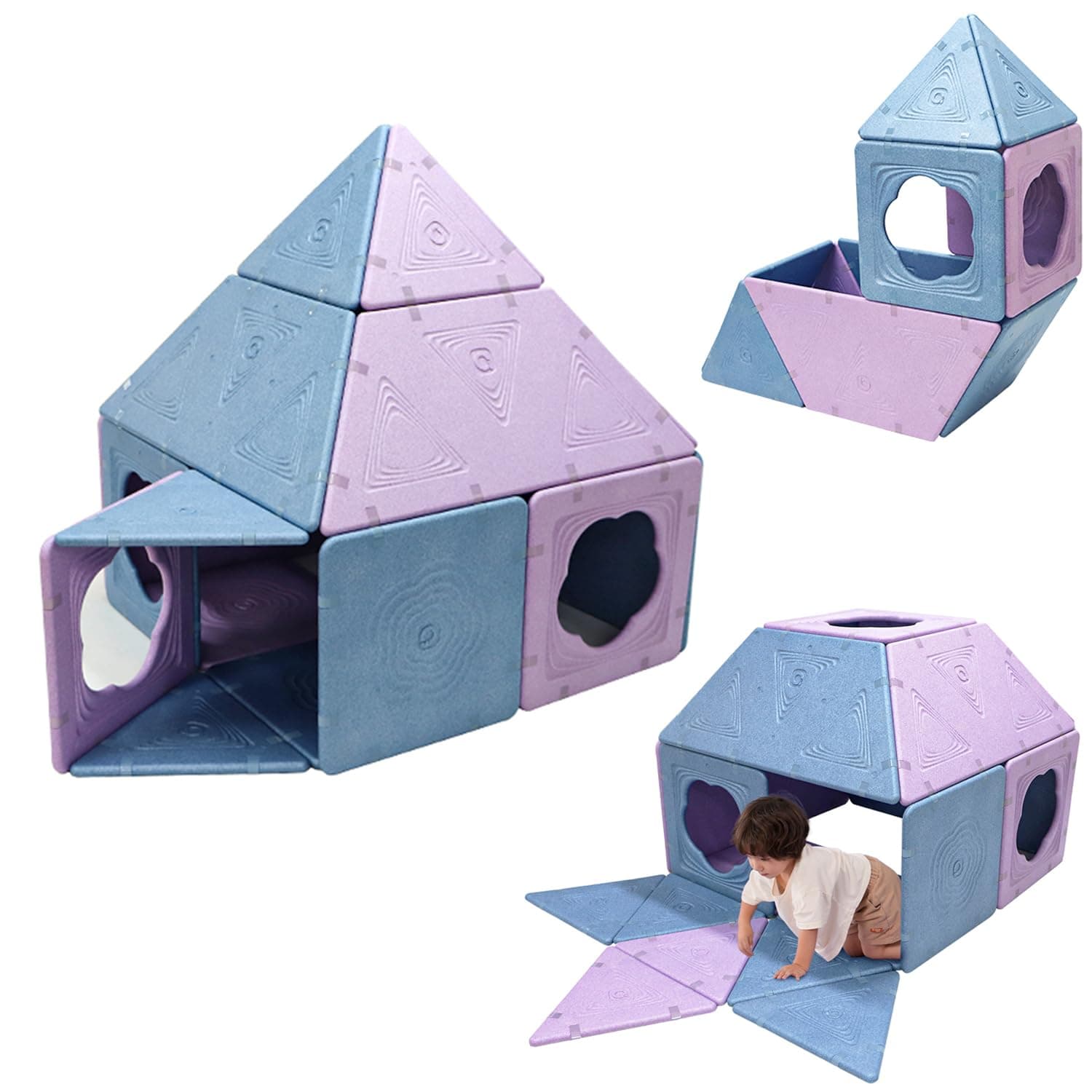 Asweets 18-Piece Magnetic Fort Building Kit for 3+ Kids, Giant Modular Playhouse Panels, Lightweight Panels with Built-in Magnets