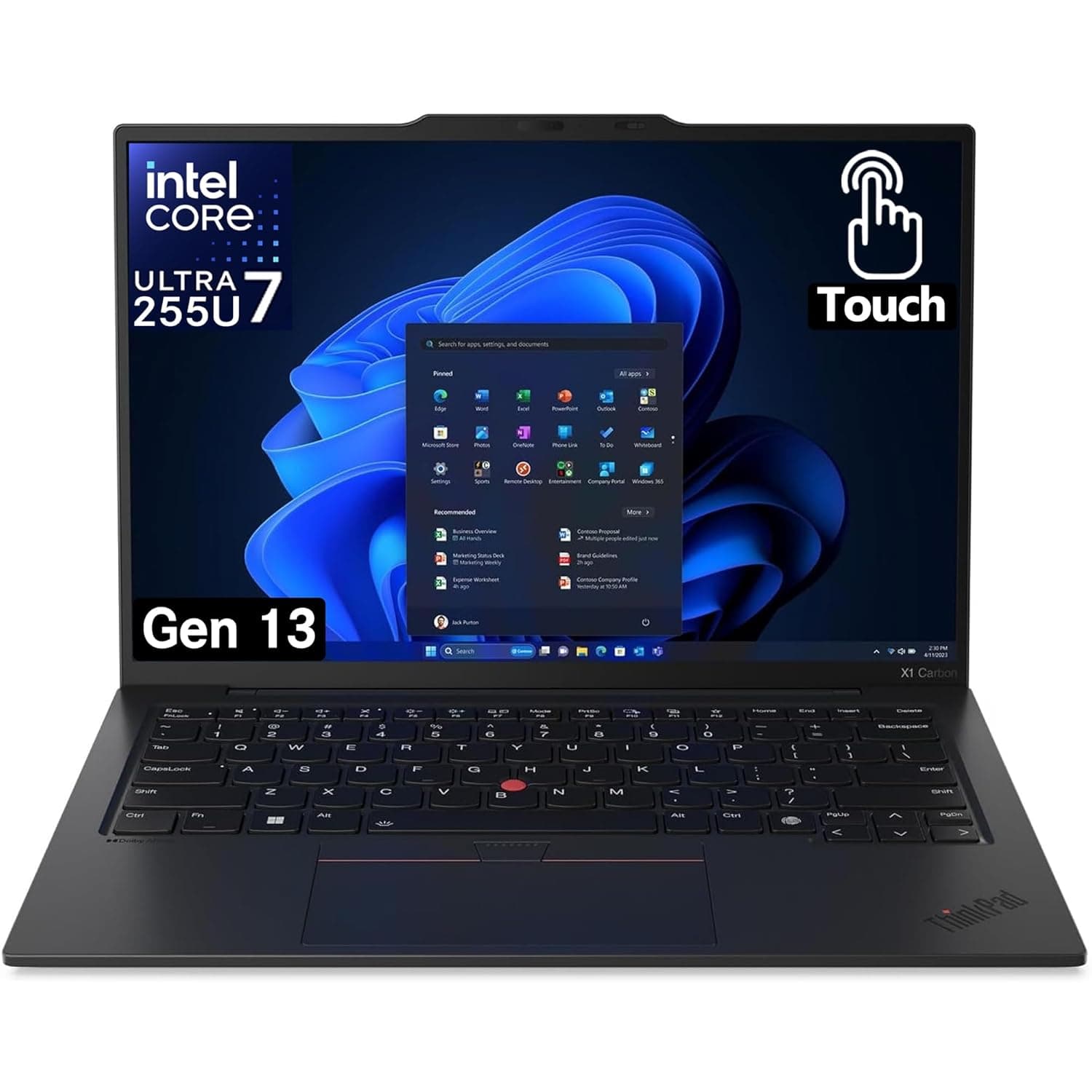Lenovo Gen 13 ThinkPad X1 Carbon Touchscreen Laptop with Intel Ultra 7 255U Processor, 14" WUXGA 100% sRGB, 32GB DDR5 RAM, 1TB NVMe Performance SSD, FHD+ IR+ RGB Camera, and Windows 11 Pro