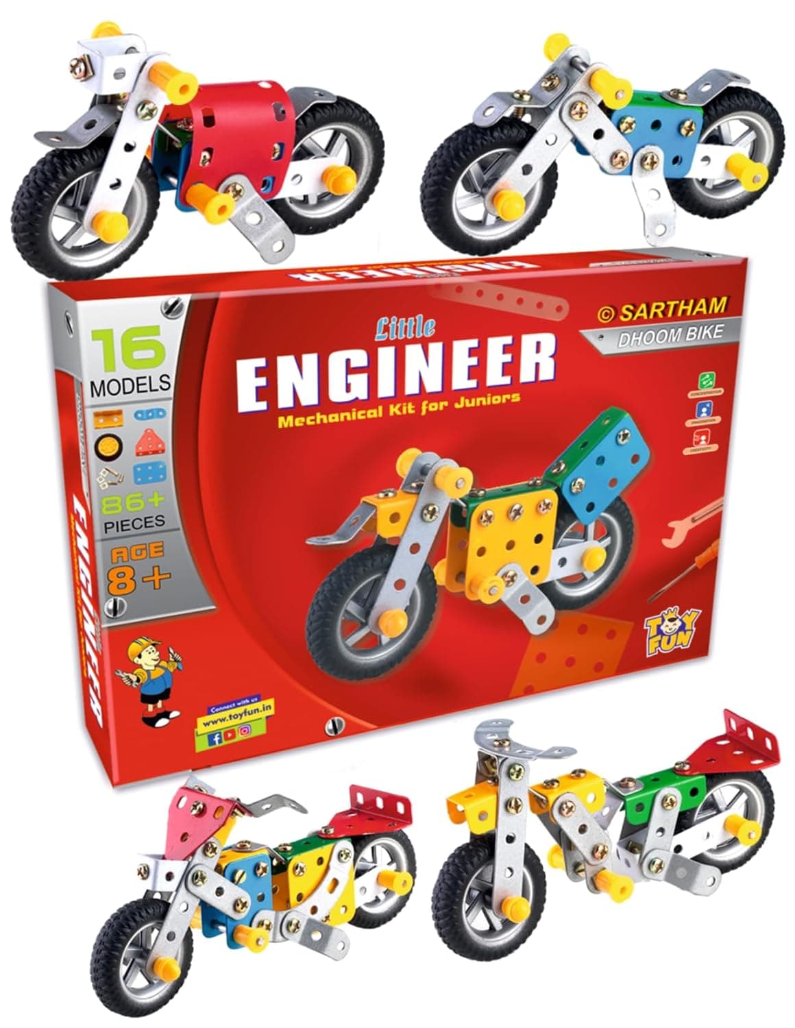 SARTHAM Dhoom Bike for Age 8+ Kids | Metal, Engineering and Construction Based Educational Toy for Kids | Puzzle and Assembling Toy for 8+ Year Old | Gift for 8+ Year Old boy | Multicolor