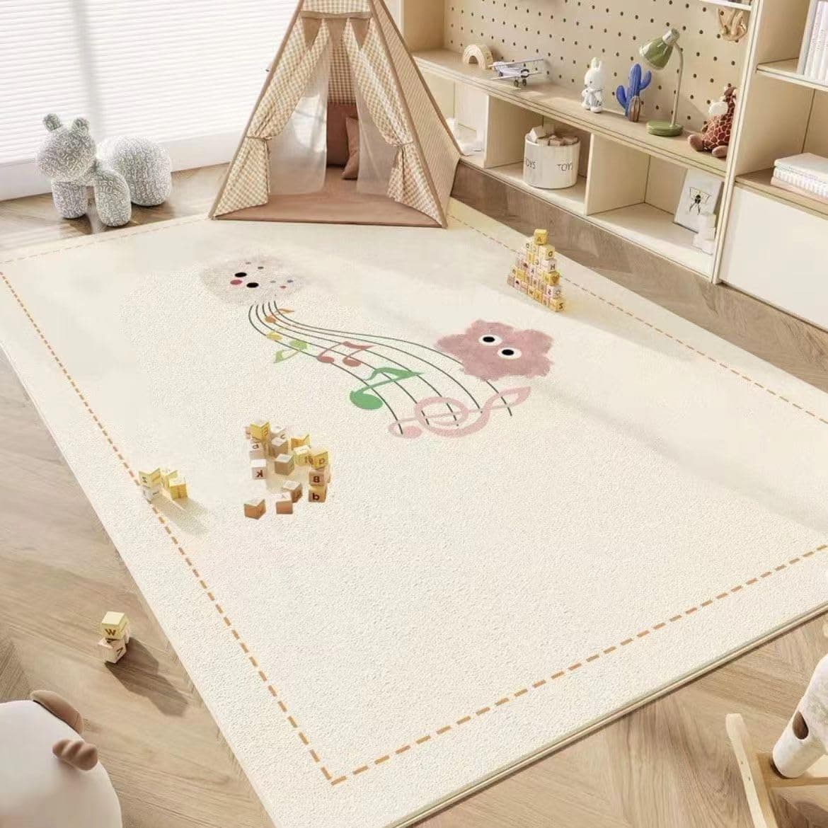 Kids Playroom Rug Play Carpet, Soft Kids Carpet Play mat, Educational Children’s Play Mat, Floor Playing Rug Mat, Tummy Time Floor & Outdoor Picnic Mat for Home Bedroom Living Room, 31.5”x 47.2” (D)