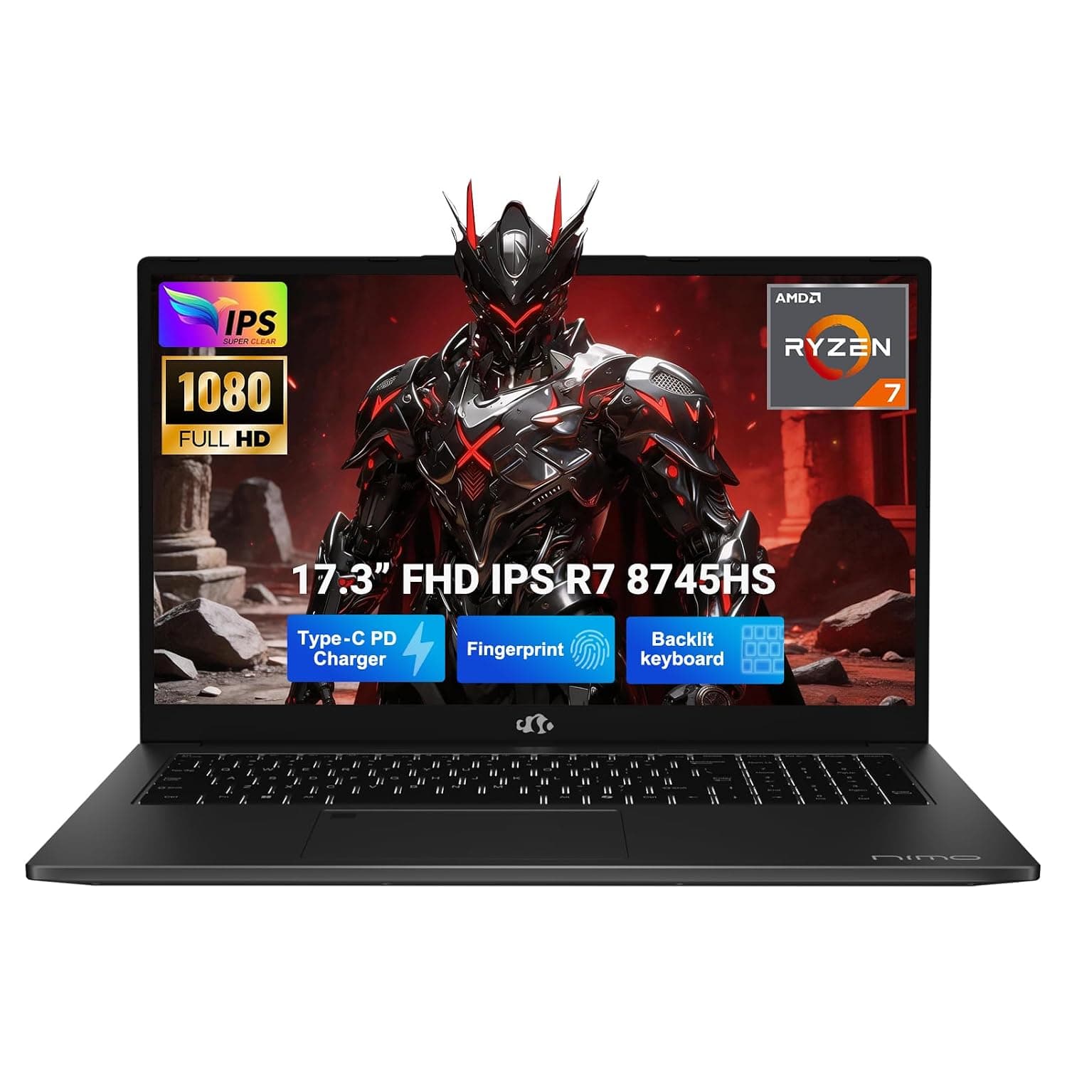 NIMO 15.6" IPS FHD Gaming Laptop, Ryzen 7 8745HS 32GB DDR5 RAM 2TB SSD (8C/16T, up to 4.9GHz) Radeon 780M Graphics Business Computer with 100W Type-C Backlit Keyboard, Fingerprint USB-C 4.0