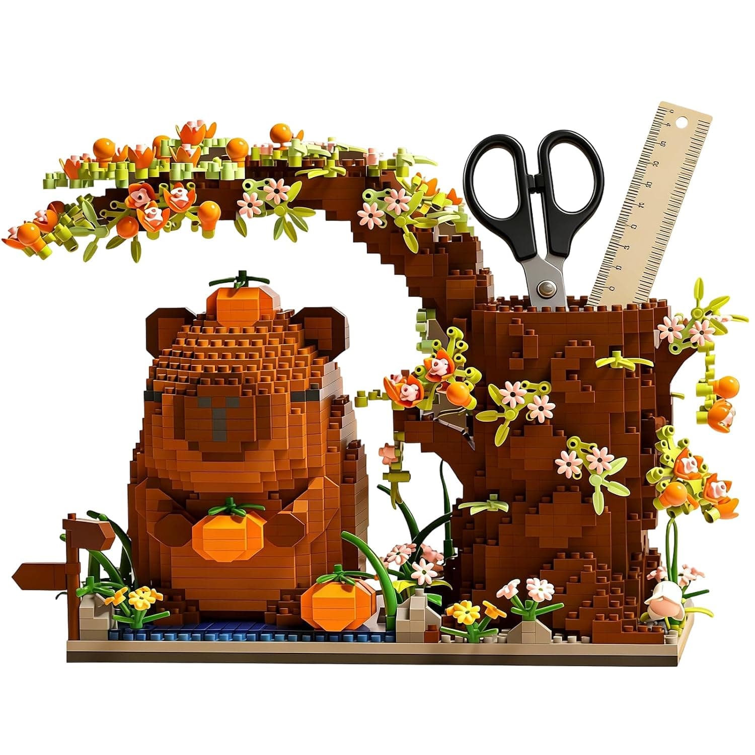 Water Pig Pen Holder, Clamping Blocks, Kit, Creative Construction Set with Visual Step by Step Instructions, 3D Animal Figure Model, for Office Decoration, Creative Gift Ideas