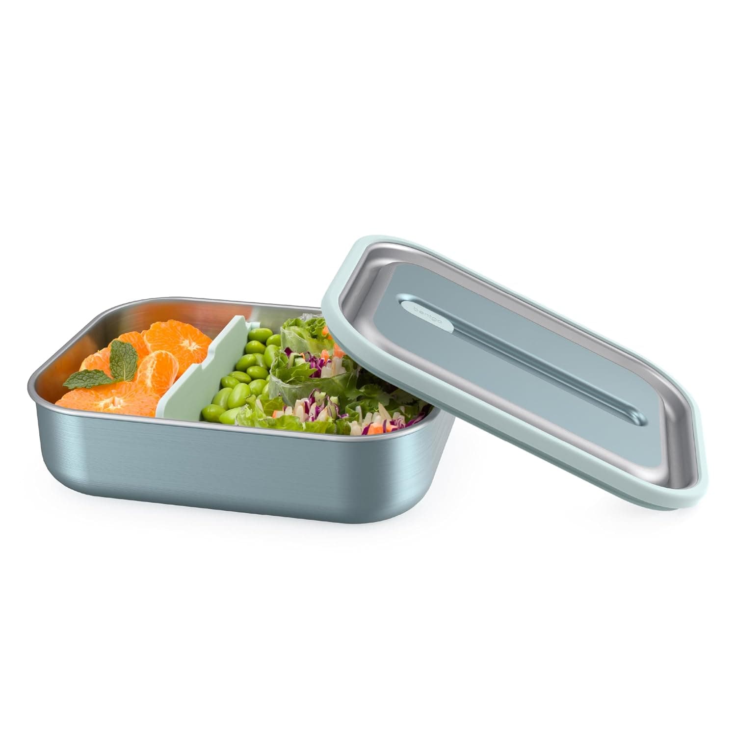 Bentgo MicroSteel Leak-Proof Lunch Box - Microwave-Safe, Oven-Safe, Bento-Style Container with Removable Divider, Airtight Lid, Sustainable Design, Odor & Stain Resistant (Aqua)