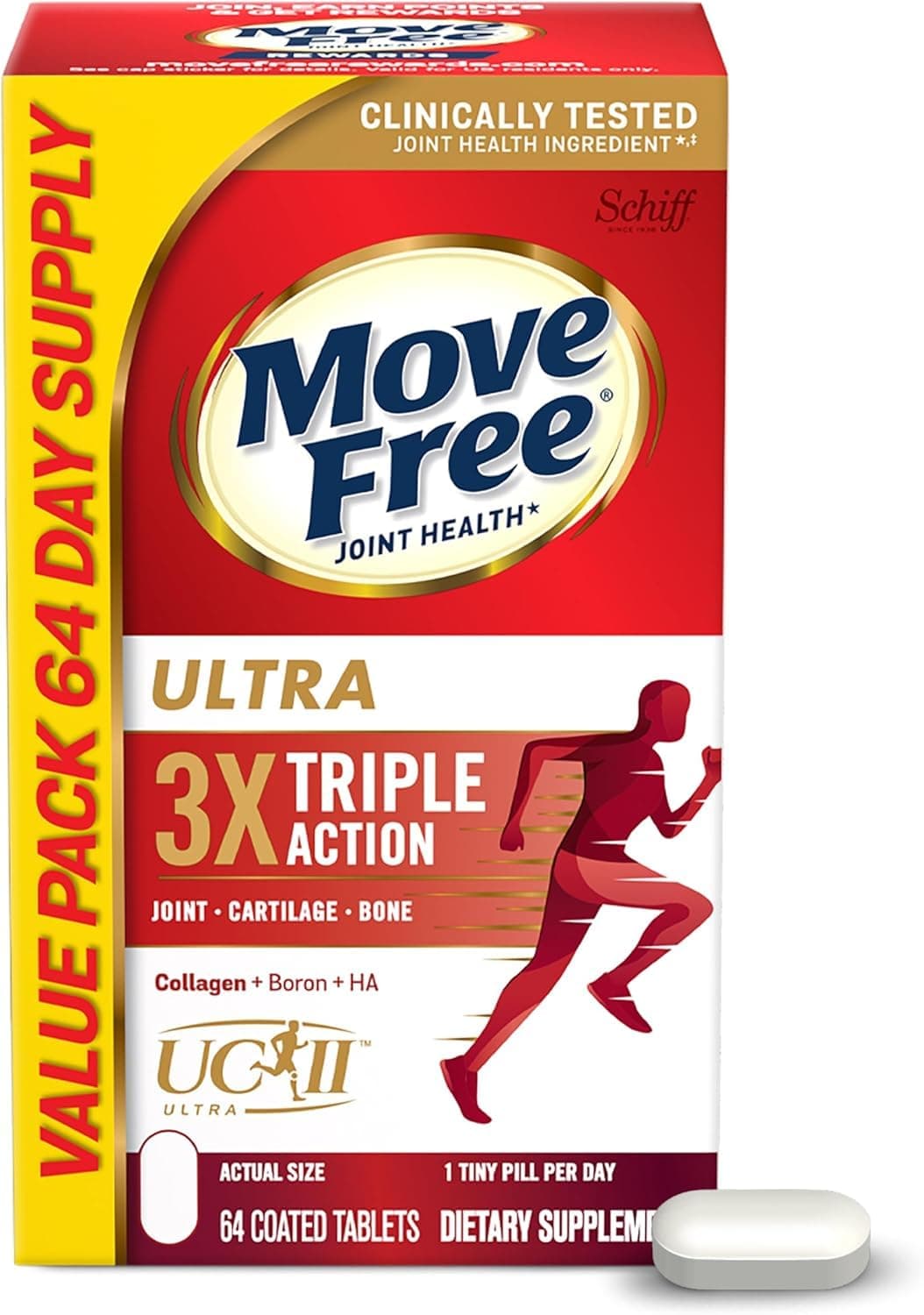 Schiff Move Free Ultra Triple Action for Joint Health (Pack of 64 Tablets)