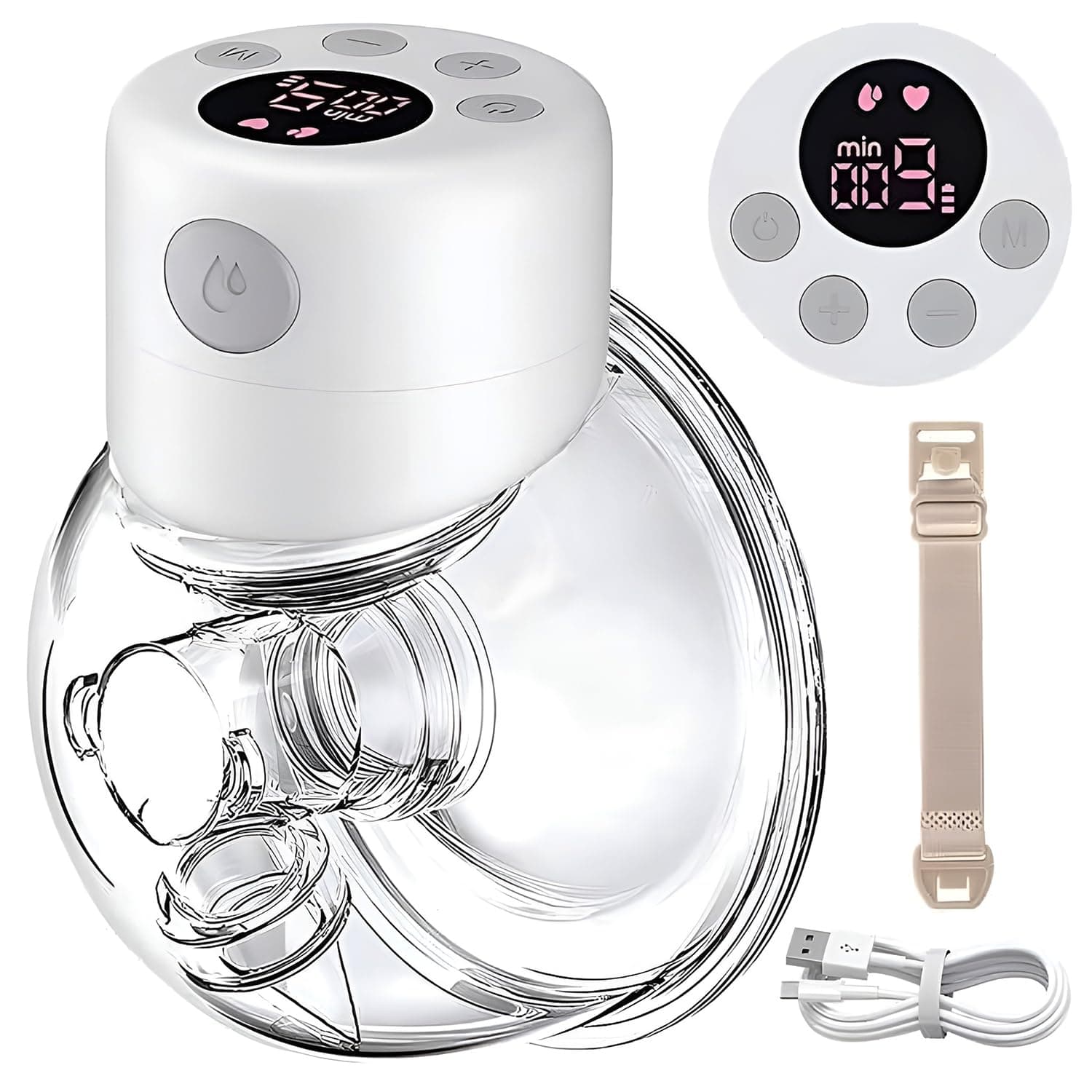 Electric Breast Pump Wireless Portable Hands Free LCD Display 2 Modes 9 Levels Low Noise Wearable Electric Breast Pump Rechargeable