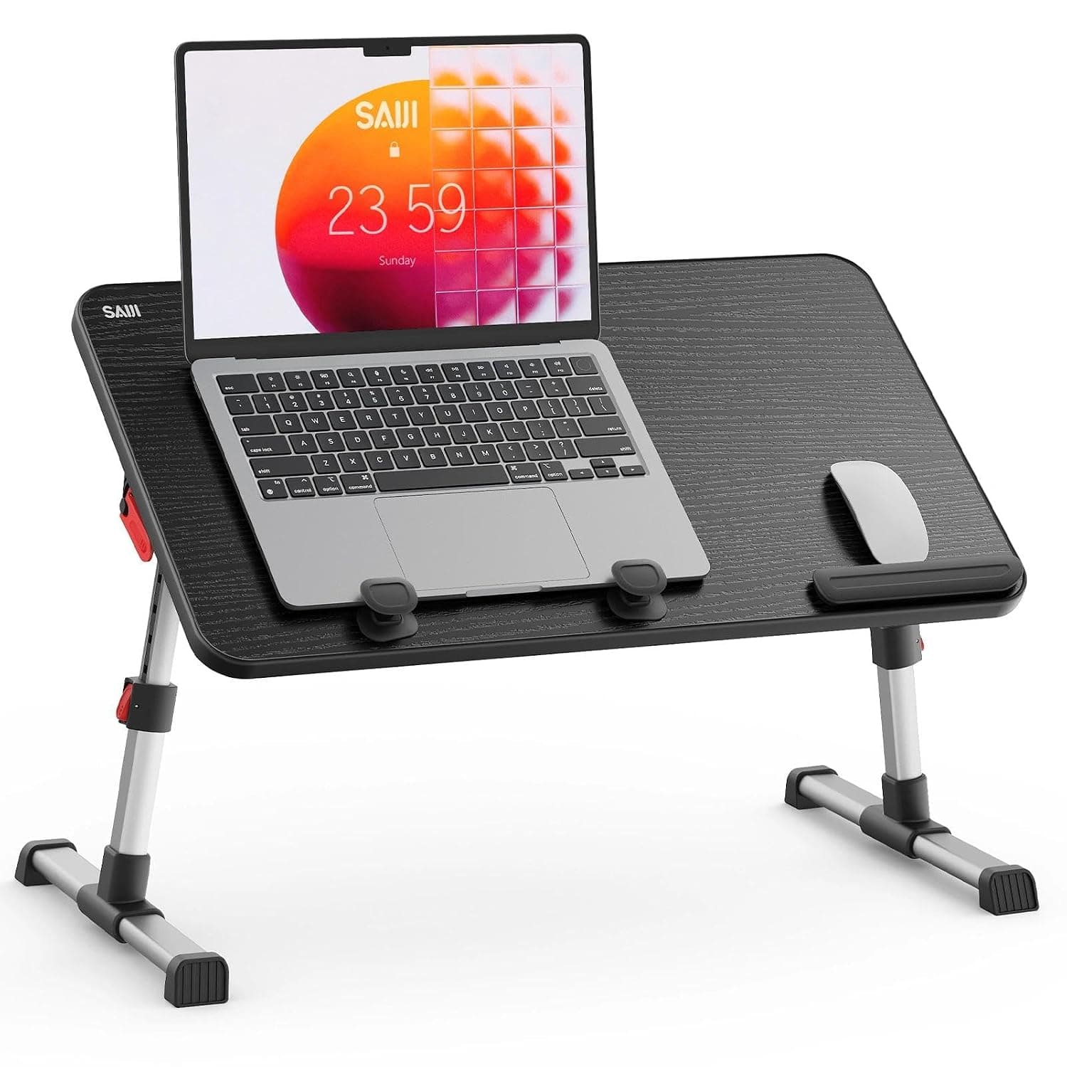 SAIJI [Large Size] Laptop Bed Tray Table, Adjustable Laptop Stand, Portable Lap Desks with Foldable Legs, Notebook Standing Breakfast Reading Desk for Sofa Couch Floor (Black)