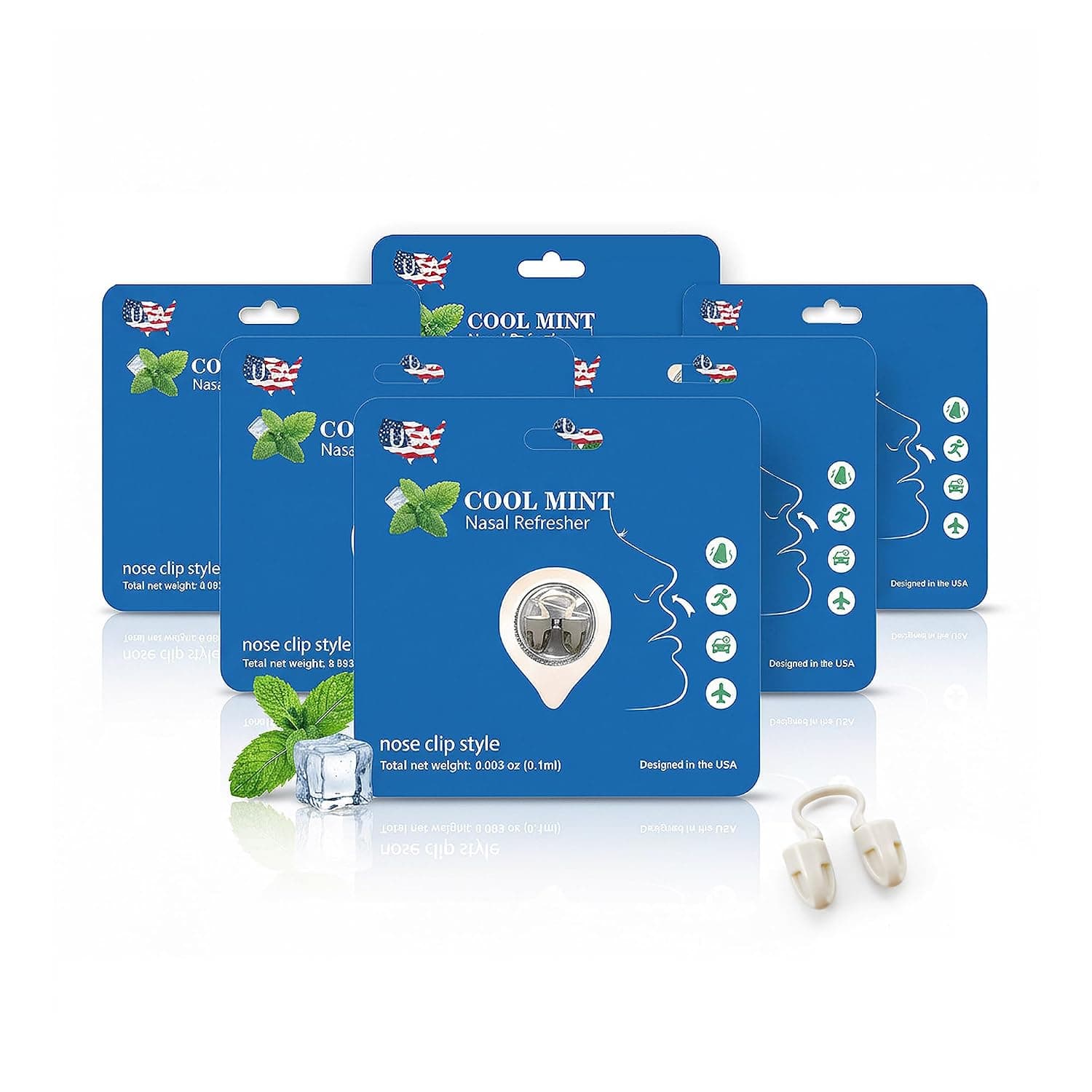Peppermint Aromatherapy Nose Clip, Soft Wearable for Driving & Work(6Pack) | Natural Peppermint Aroma Soft Fit Hands-Free Lightweight 8H Freshness Ideal for Driving & Work Instant Aroma