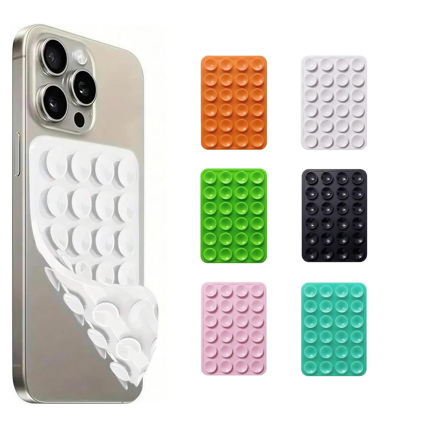 ToolHouse Silicone Suction Phone Case Mount, Double Sided Suction Phone Case Grip, Hands-Free Washable and Reusable Mobile Phone Accessory Holder for Selfies and Videos (6)