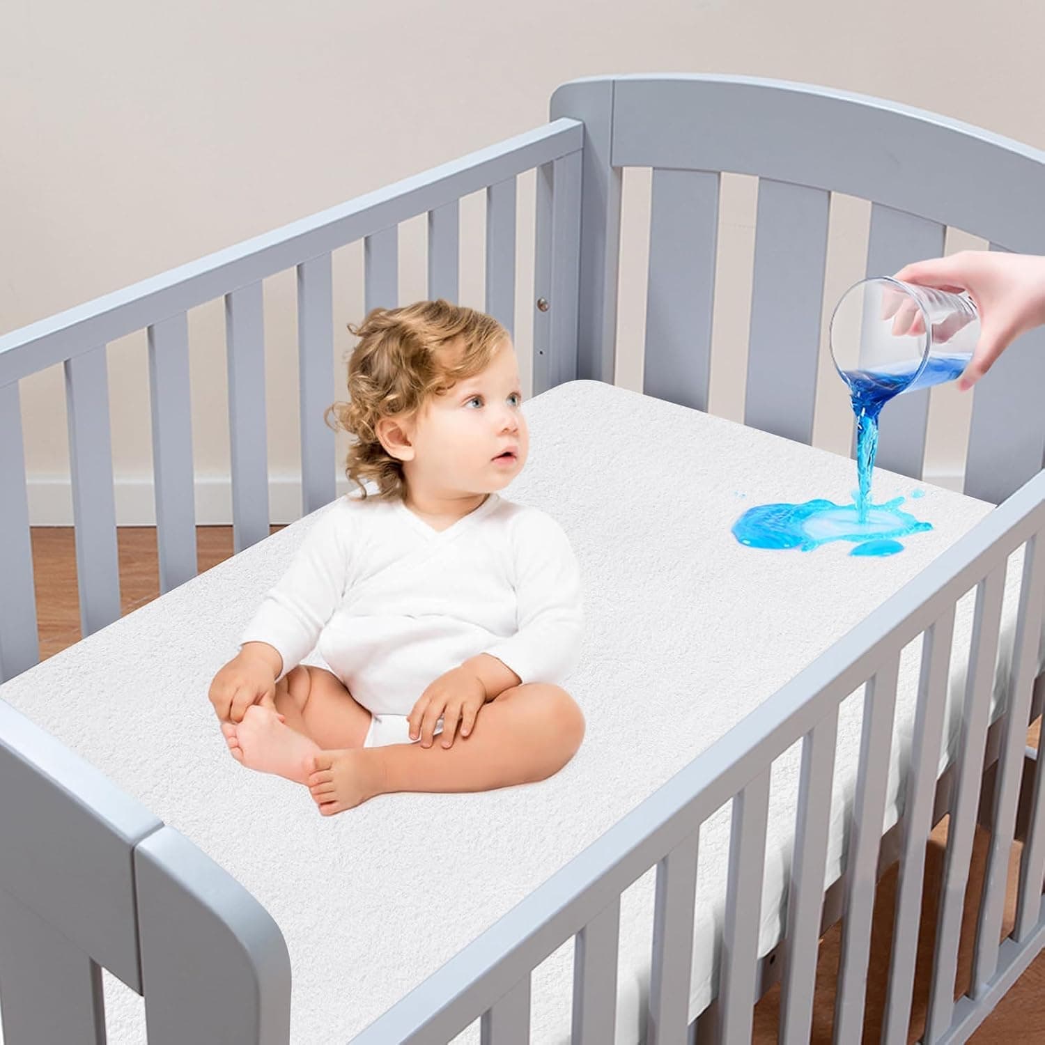 Baby Mattress Protector - 100% Waterproof, Hypoallergenic, Ultra-Soft & Breathable - Made in Saudi Arabia, Durable, Machine Washable, Fits Standard Baby Mattresses (120 X 60 Cm)