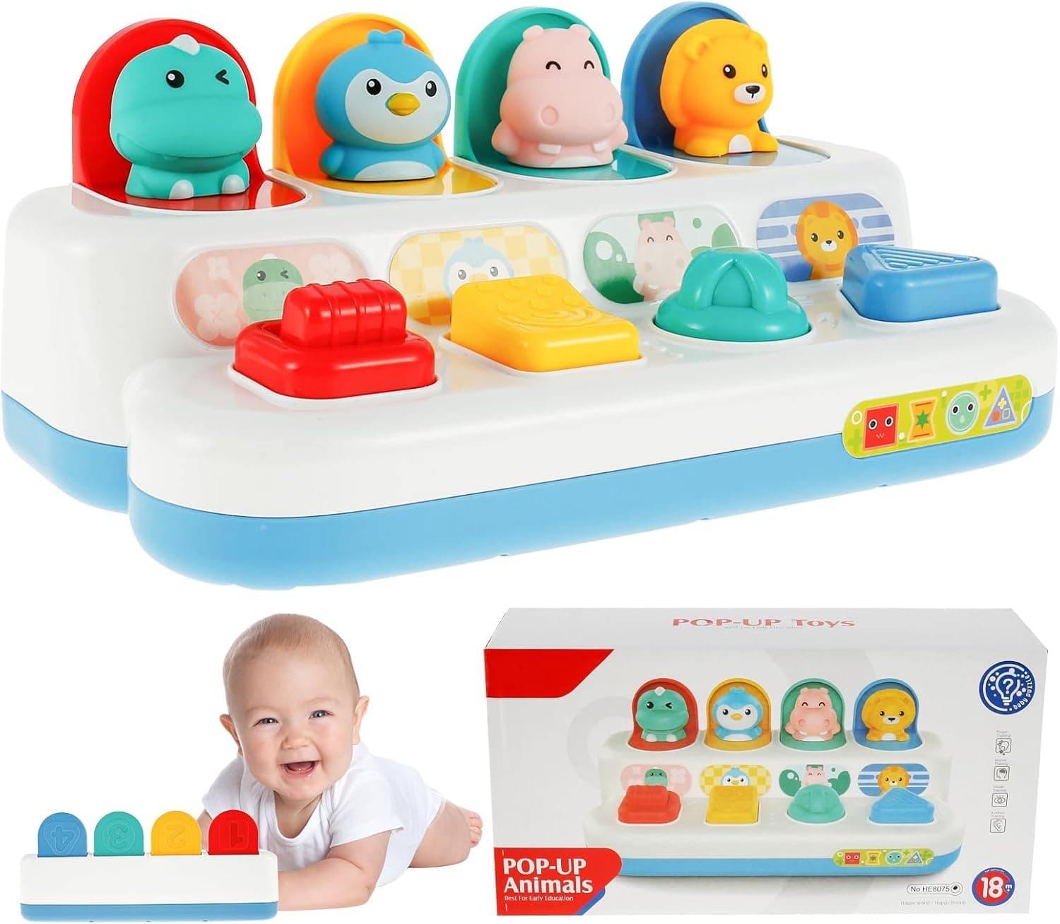 Baybee Baby Pop Up Activity Animal Toys for Kids | Infant Sensory Push Pop Up Learning Toy with Interactive Buttons | Educational Development Toy for Babies & Toddlers 18 Months to 3 Years Boys Girls