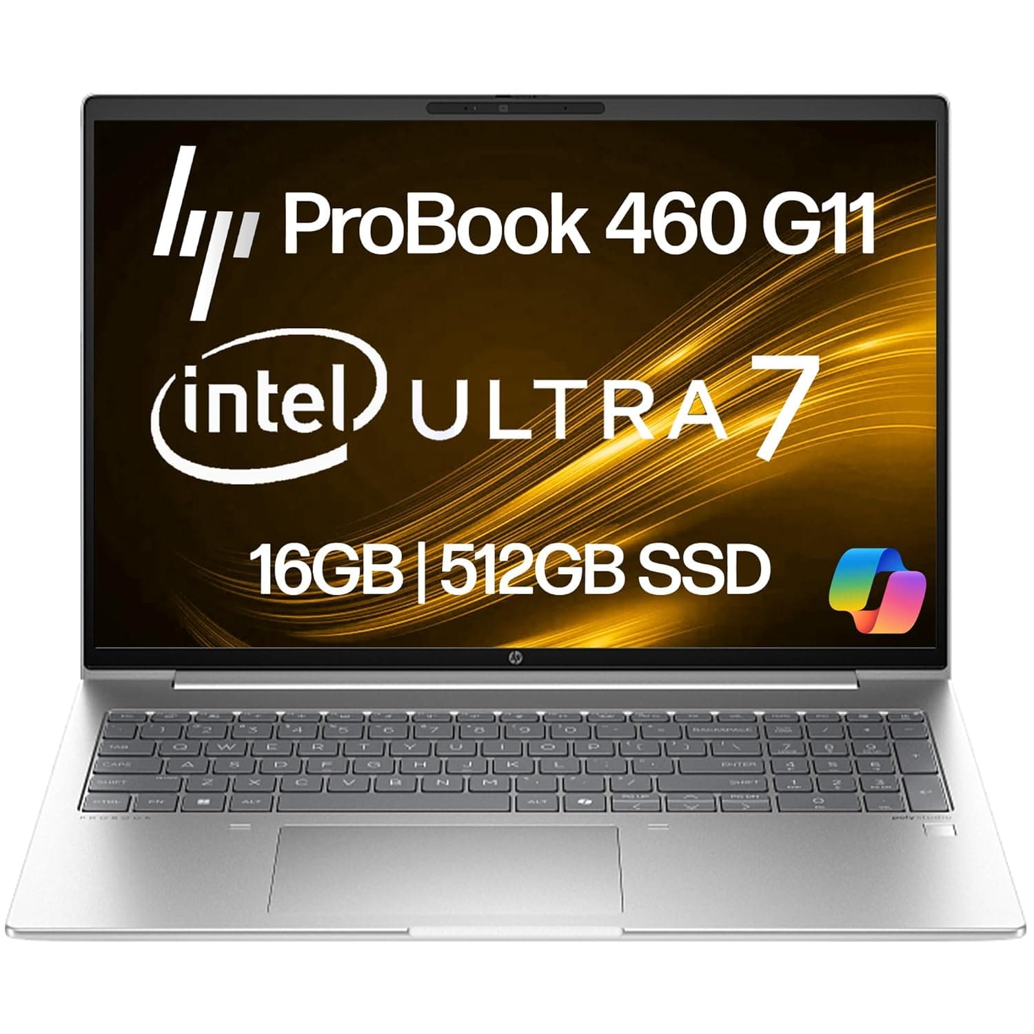 HP ProBook 460 G11 Business Laptop 16” FHD+ Display, Intel Core Ultra 7 155U (Beats i7-1355U), 16GB DDR5 RAM, 512GB NVMe, Wi-Fi 6E, RJ-45, Webcam, Backlit Keyboard, Win 11 Pro - Pike Silver Plastic