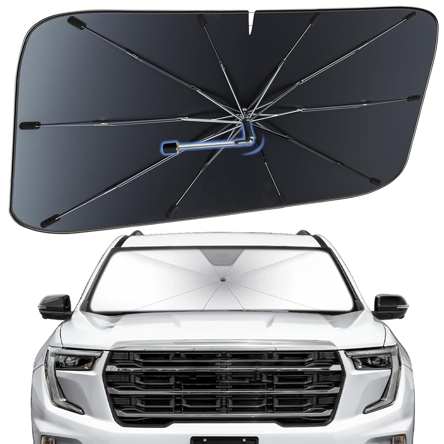 Windshield Sun Shade Umbrella for GMC Acadia 2024-2026 – Nano-Coated Heat-Reflective Front Window Shade, Umbrella Sunshade Cover Blocks Heat, Protects Interior, Vehicle-Specific Precision Fit