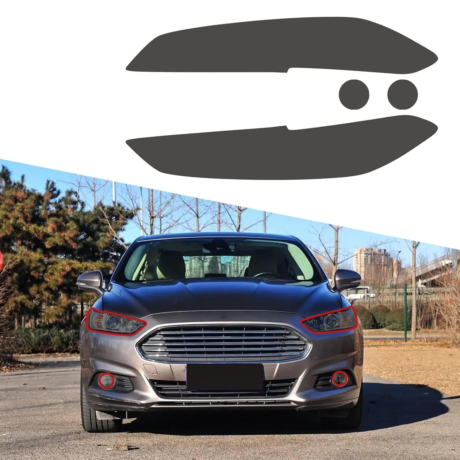 Compatible with 20% Dark Smoke Headlight Vinyl Tint Film Pre-Cut Overlay Wrap Cover for Ford Fusion 2013-2016,Exterior Accessories