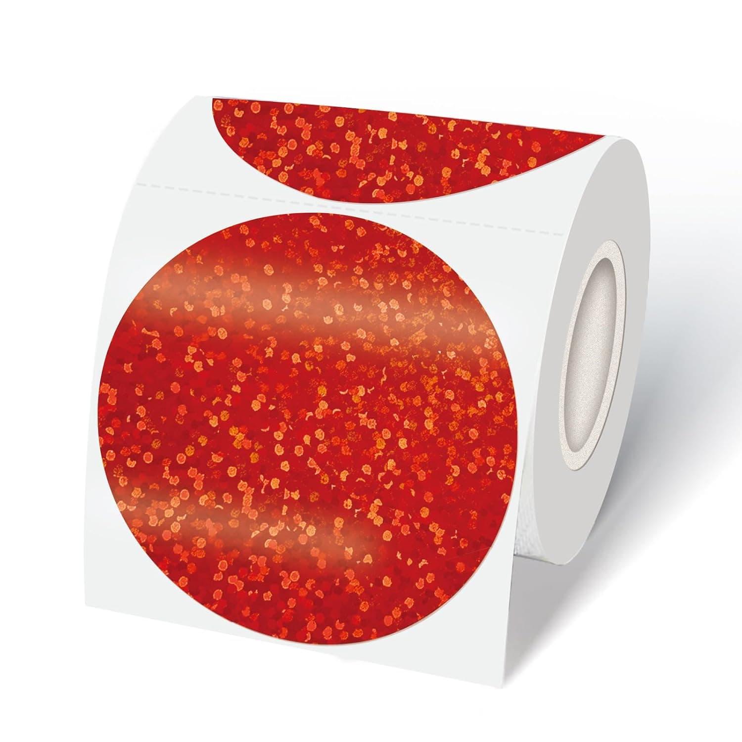 3" Round Holographic Thermal Label Stickers, Glitter Dot Thermal Stickers Labels Thermal Stickers Labels for Gift Wrapping- Shimmer Red