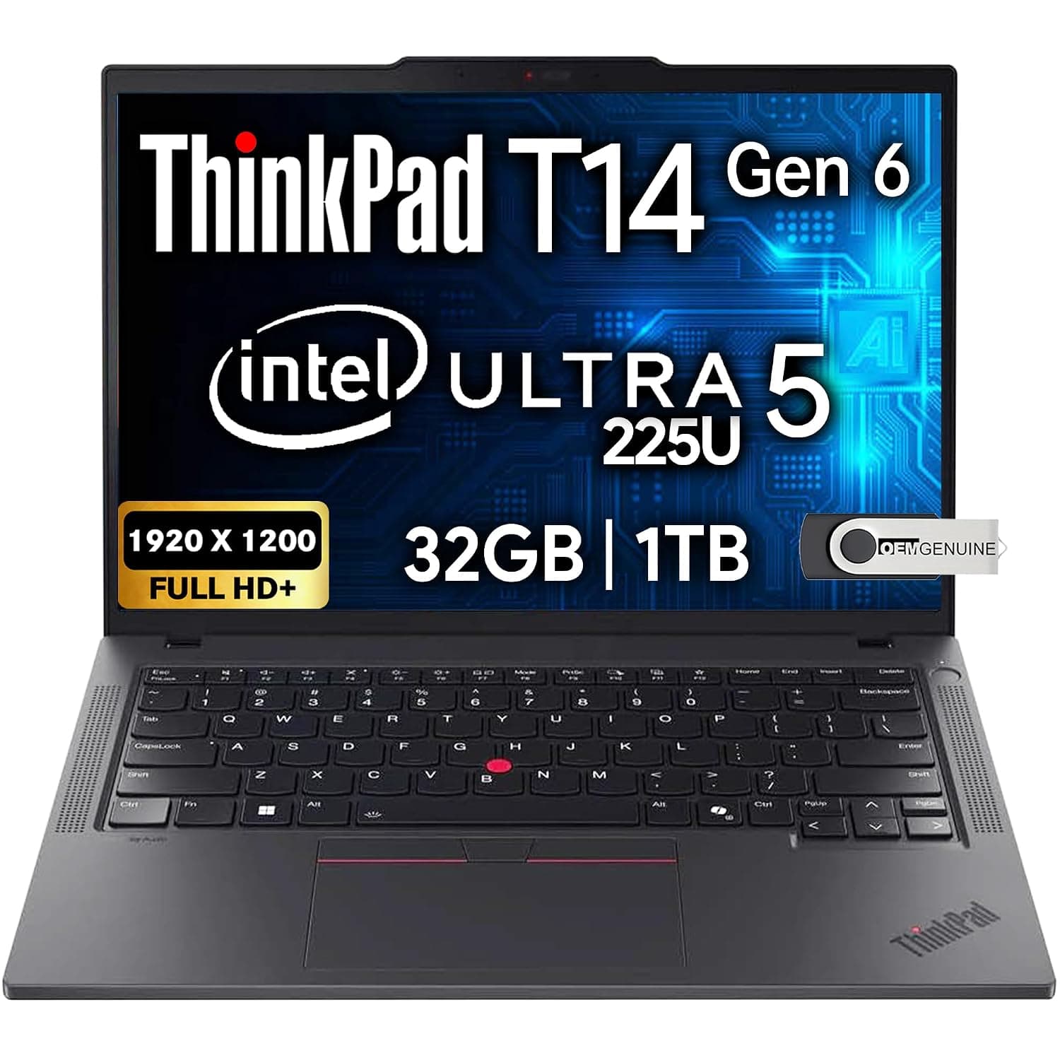 Lenovo ThinkPad T16 Gen 3 Business Laptop 16” FHD+ Display, Intel Ultra 7-155U (Beats i7-1355U), 32GB DDR5 RAM, 1TB SSD, 5MB Webcam, WiFi 6E + BT, RJ-45, HDMI, Win 11 Pro, AI Copilot - Black