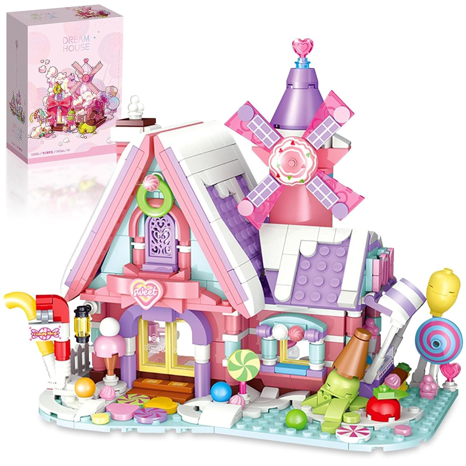 Pink Candy House Building Set, Fantasy Candy House Building Block Toys for Girls, Ideal New Year or Birthday Gift for Adults and Kids Aged 6+ (547 PCS)