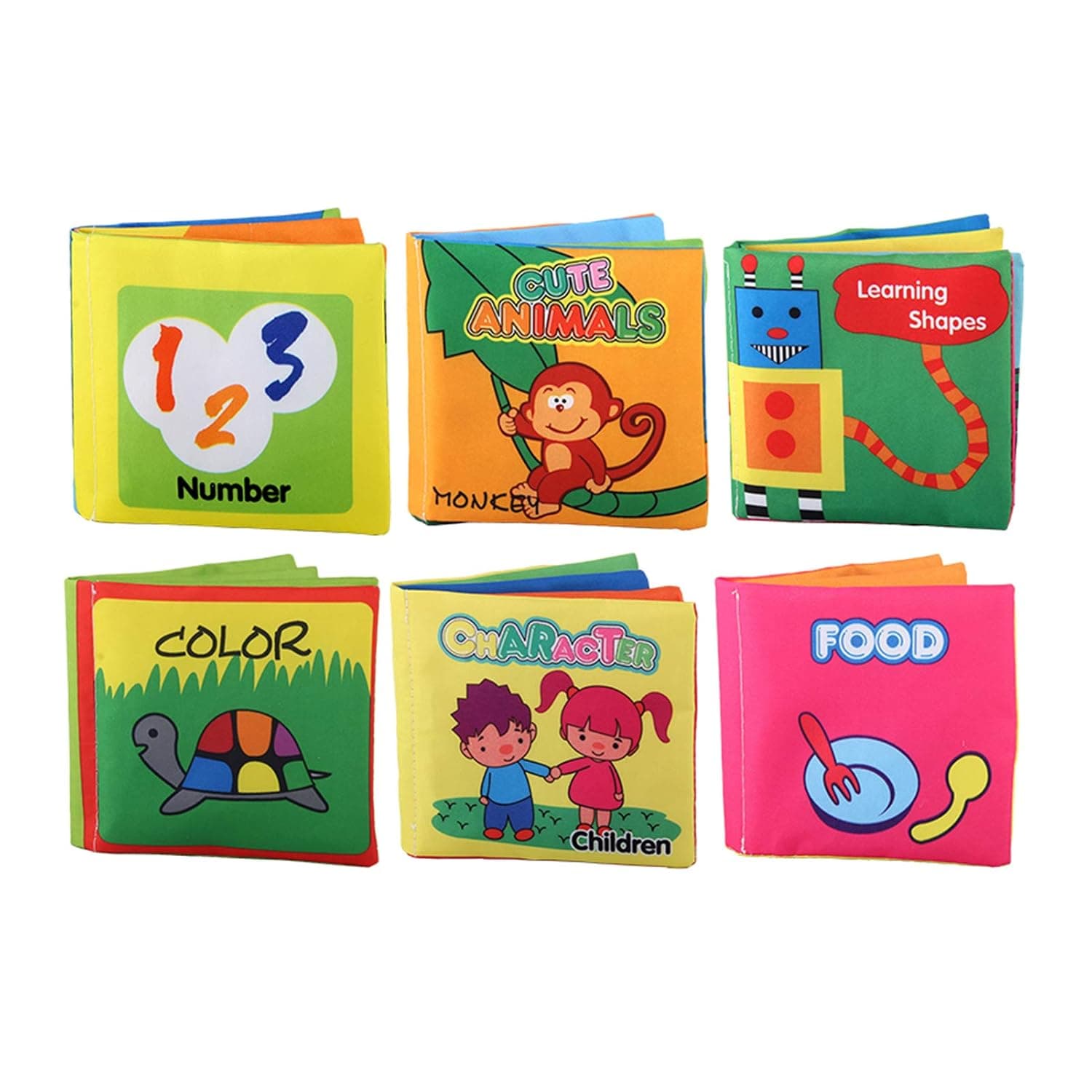 Eacam Non-Toxic Baby Cloth Books Early Development Interactive Toys 6 Pack with Crinkly Sound for Infants & Toddlers Best Baby Books